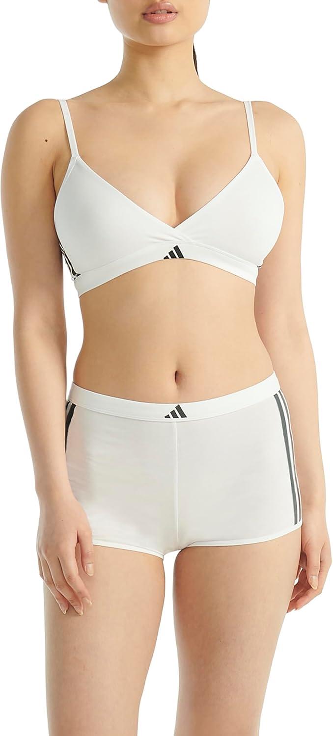 imageAdidas Womens 3 Stripes Active Essentials Cotton Triangle Wrap BraletteWhite