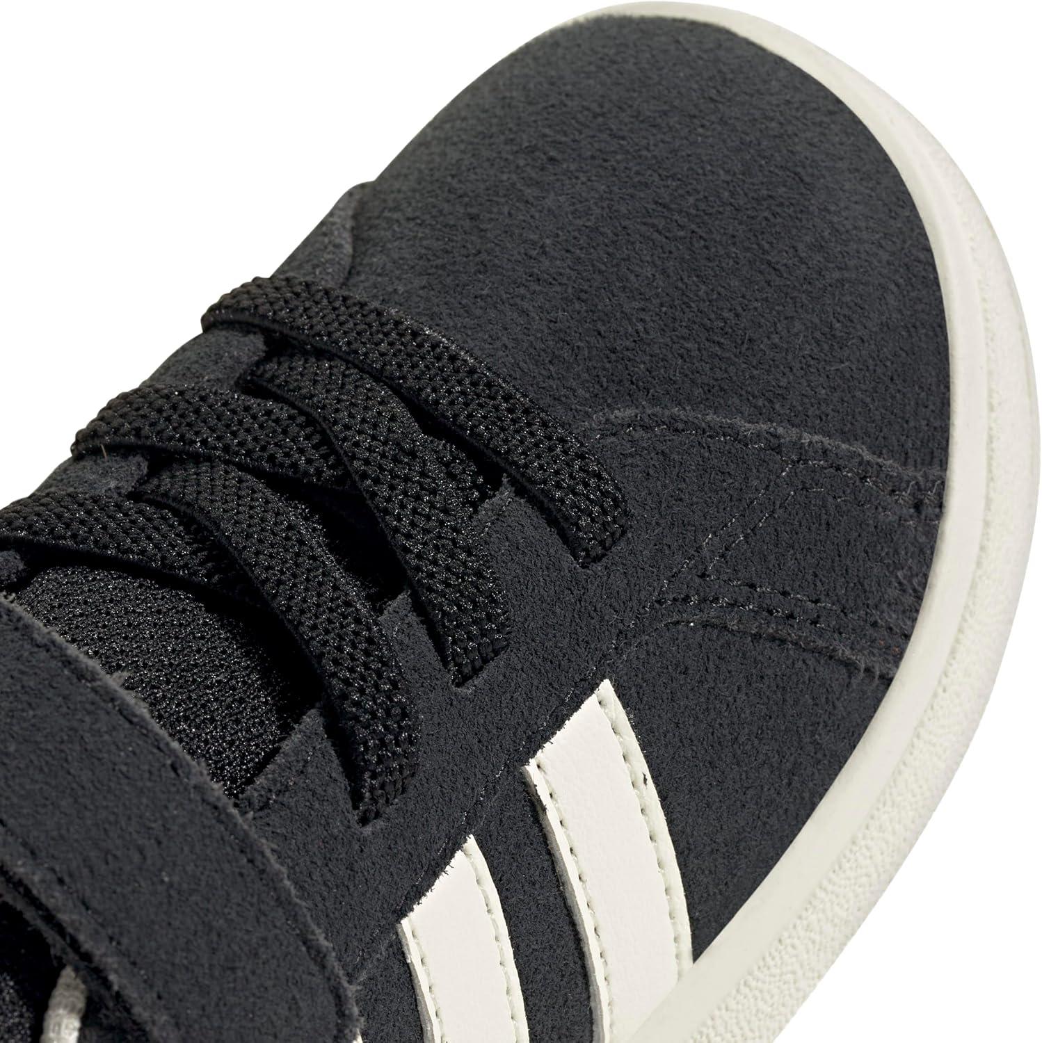 imageadidas BabyBoys Grand Court 20 Elastic Lace ampamp Strap SneakerBlackOff WhiteWhite