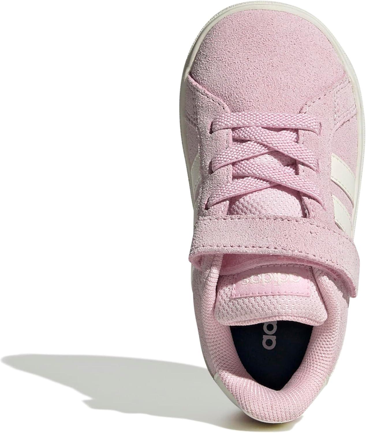 imageadidas BabyBoys Grand Court 20 Elastic Lace ampamp Strap SneakerClear PinkOff WhiteGold Metallic