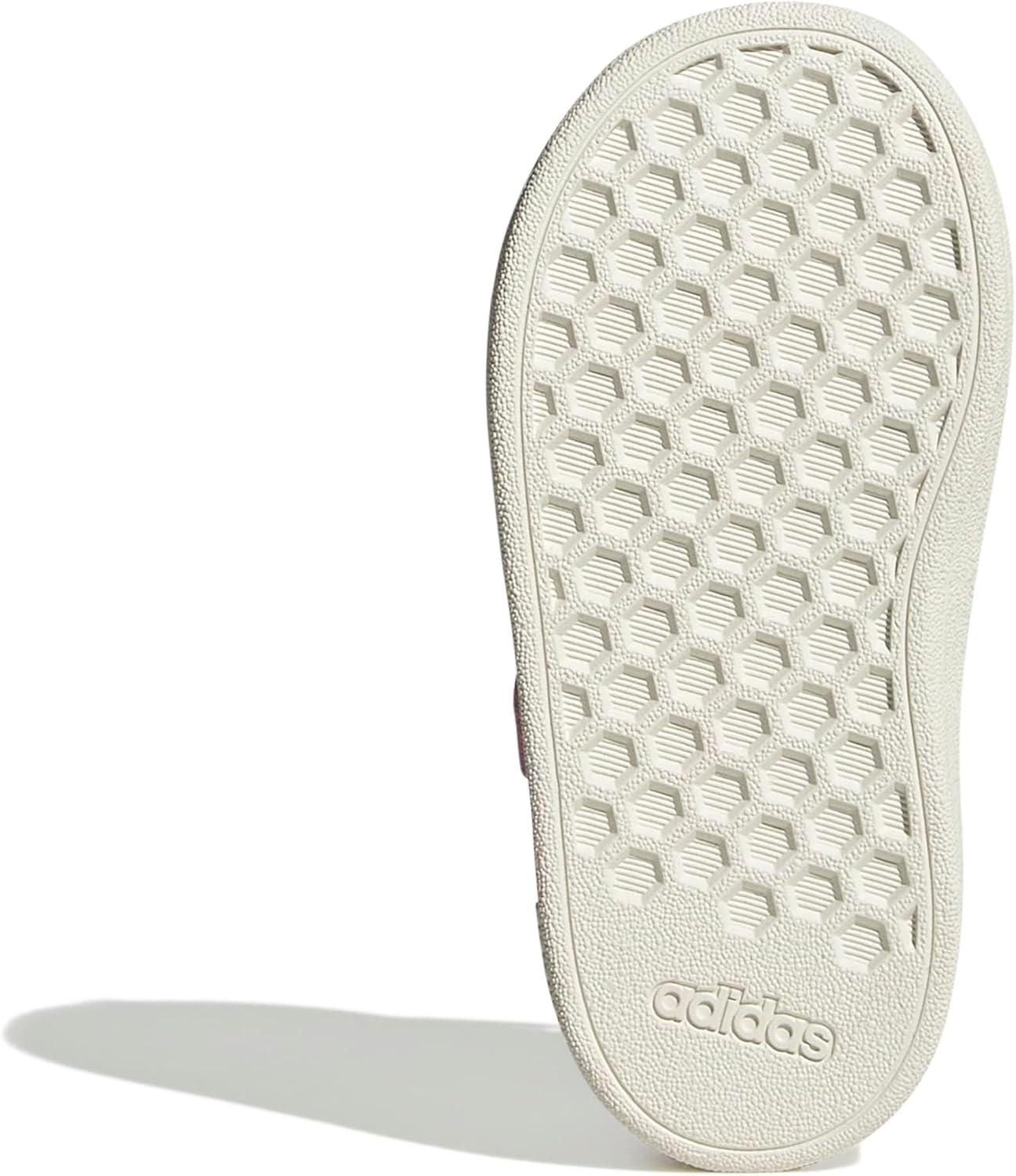 imageadidas BabyBoys Grand Court 20 Elastic Lace ampamp Strap SneakerClear PinkOff WhiteGold Metallic