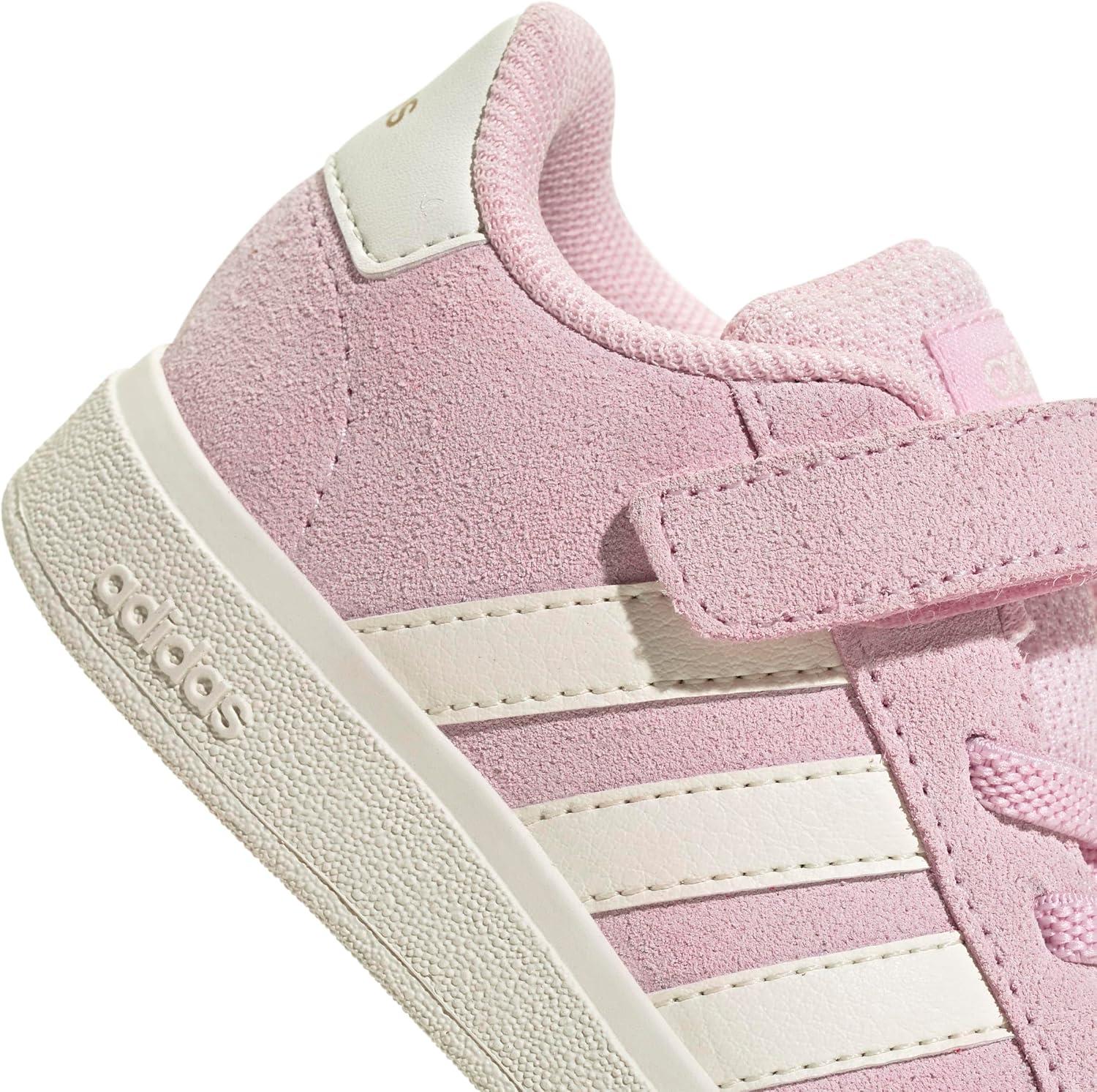 imageadidas BabyBoys Grand Court 20 Elastic Lace ampamp Strap SneakerClear PinkOff WhiteGold Metallic