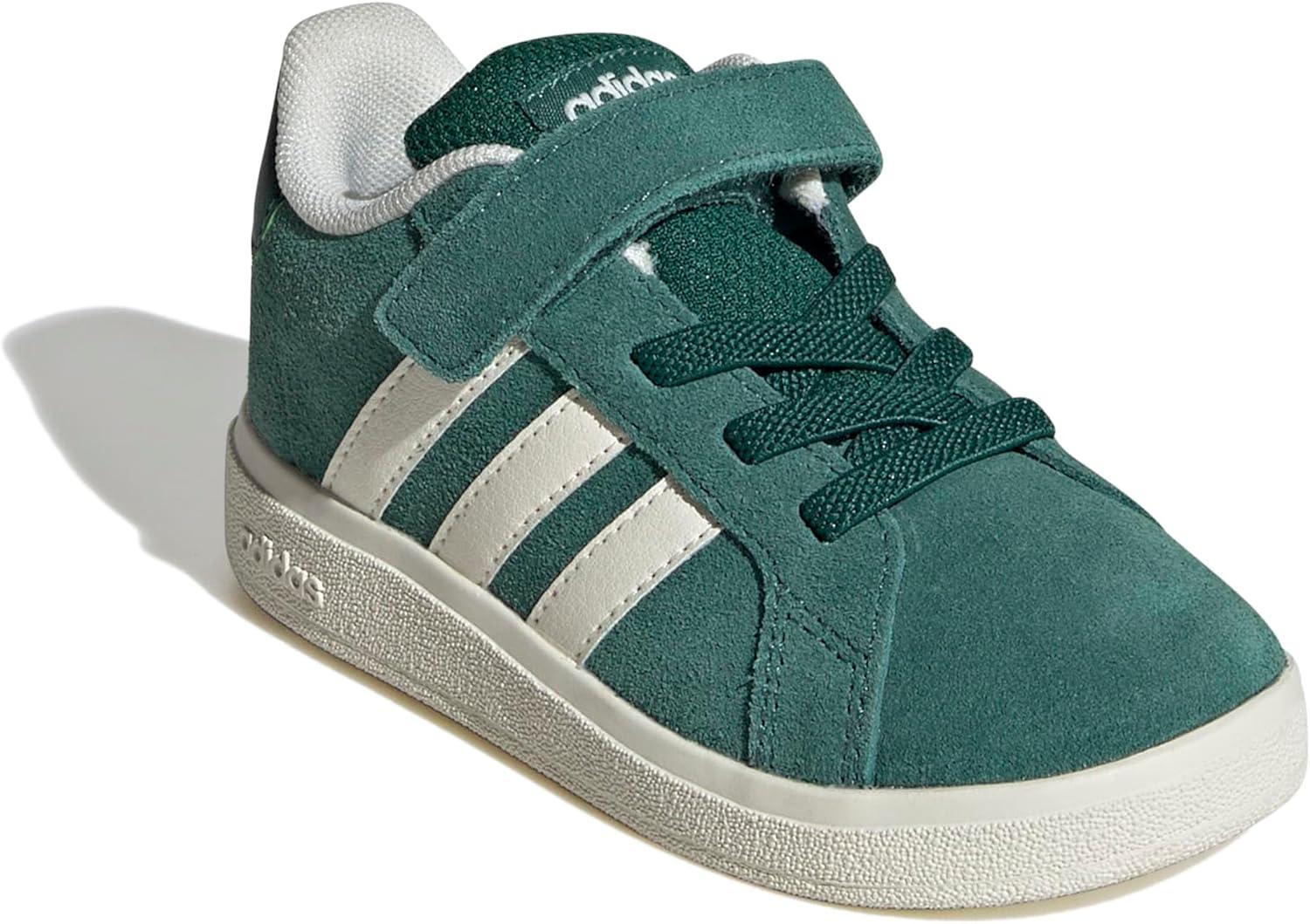 imageadidas BabyBoys Grand Court 20 Elastic Lace ampamp Strap SneakerCollegiate GreenOff WhiteBlack