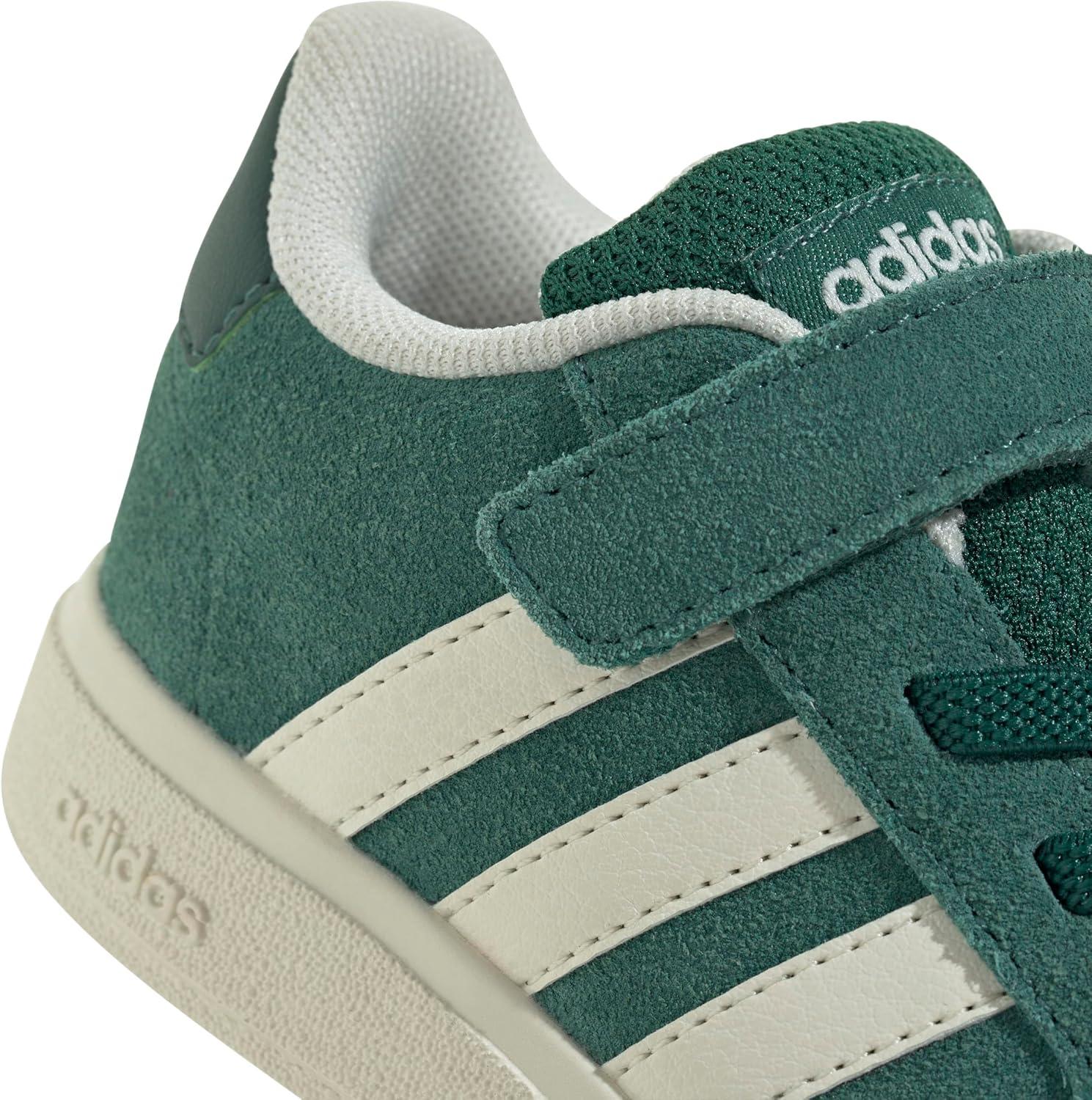 imageadidas BabyBoys Grand Court 20 Elastic Lace ampamp Strap SneakerCollegiate GreenOff WhiteBlack
