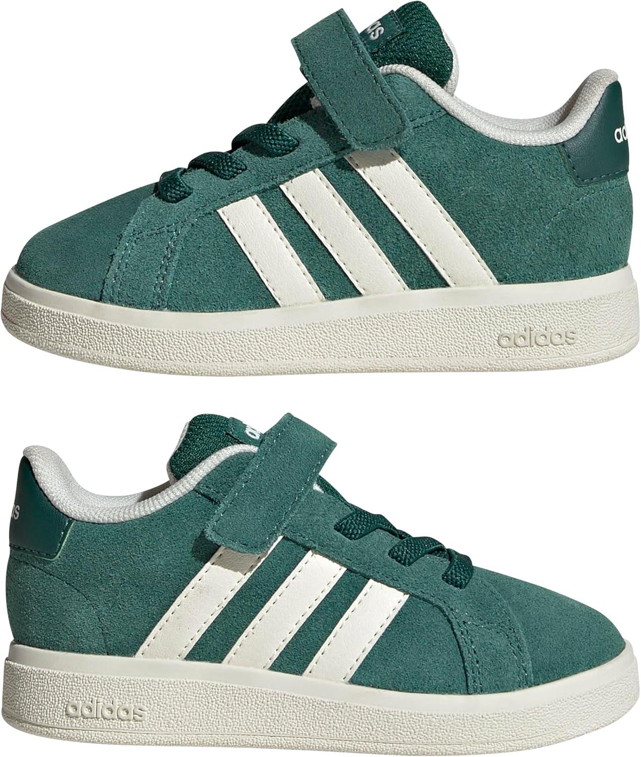 imageadidas BabyBoys Grand Court 20 Elastic Lace ampamp Strap SneakerCollegiate GreenOff WhiteBlack