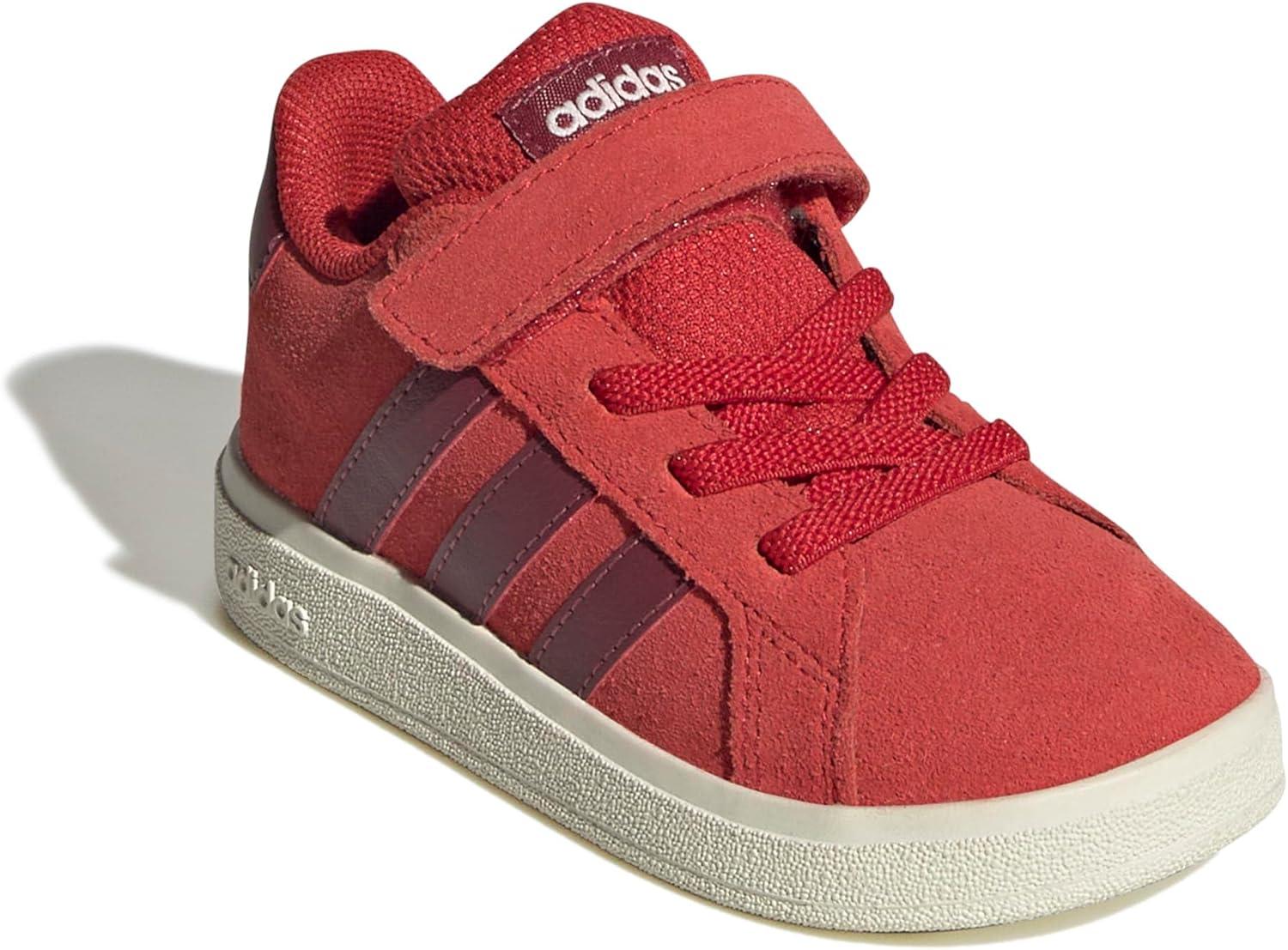 imageadidas BabyBoys Grand Court 20 Elastic Lace ampamp Strap SneakerCollegiate RedCollegiate BurgundyOff White
