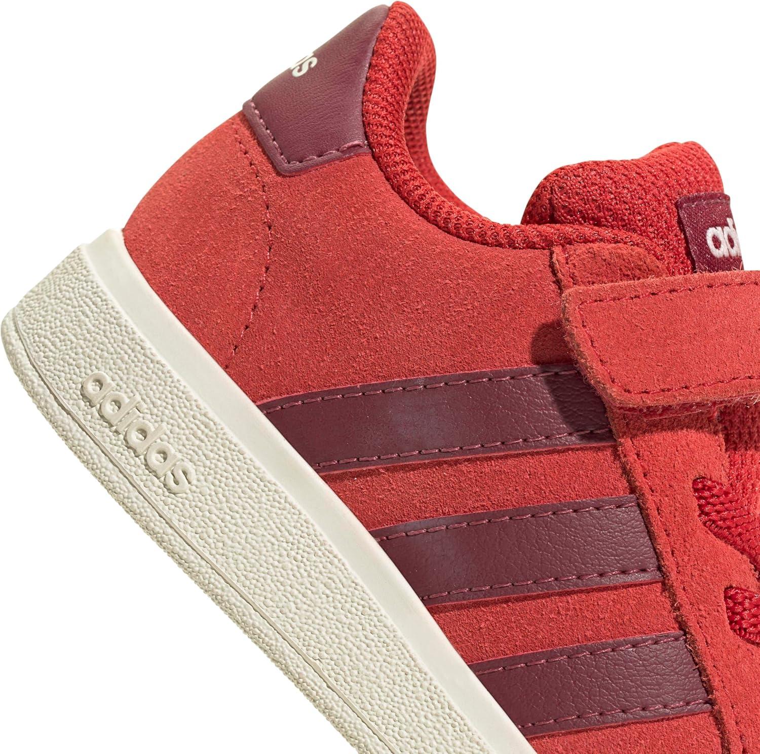 imageadidas BabyBoys Grand Court 20 Elastic Lace ampamp Strap SneakerCollegiate RedCollegiate BurgundyOff White