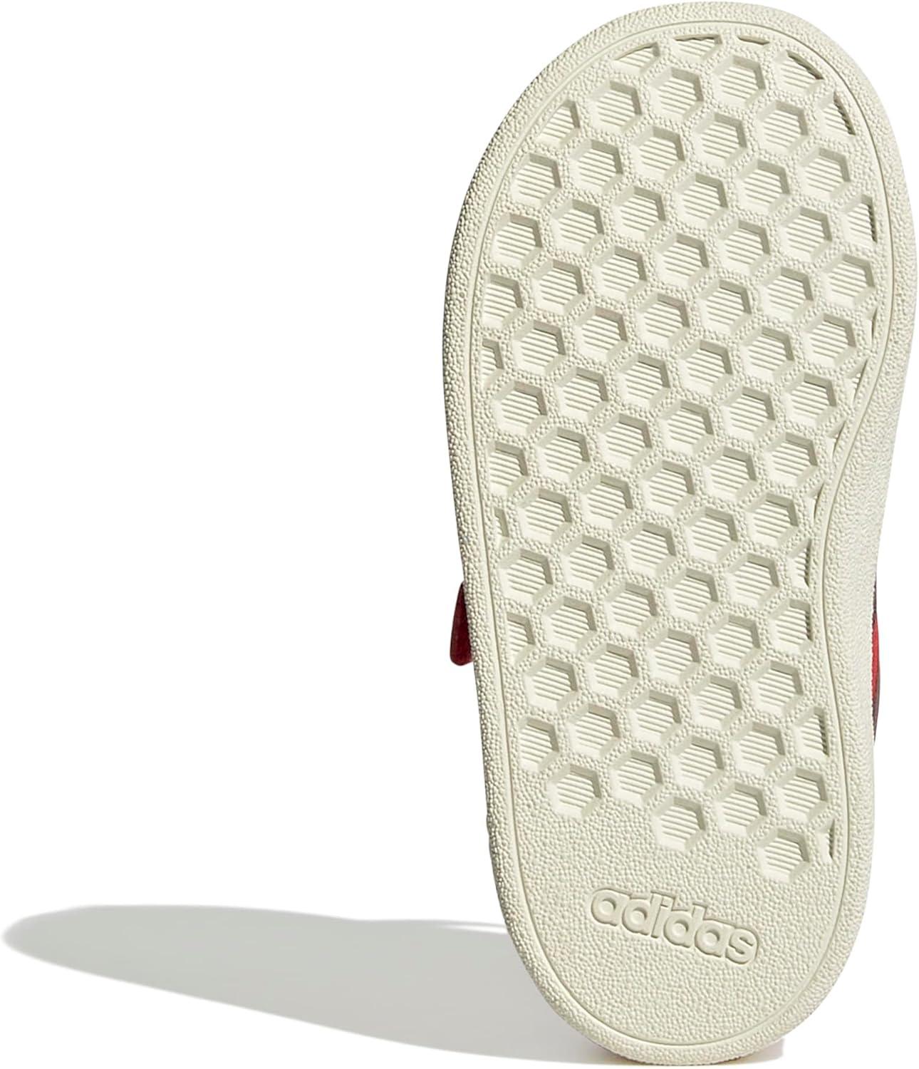 imageadidas BabyBoys Grand Court 20 Elastic Lace ampamp Strap SneakerCollegiate RedCollegiate BurgundyOff White