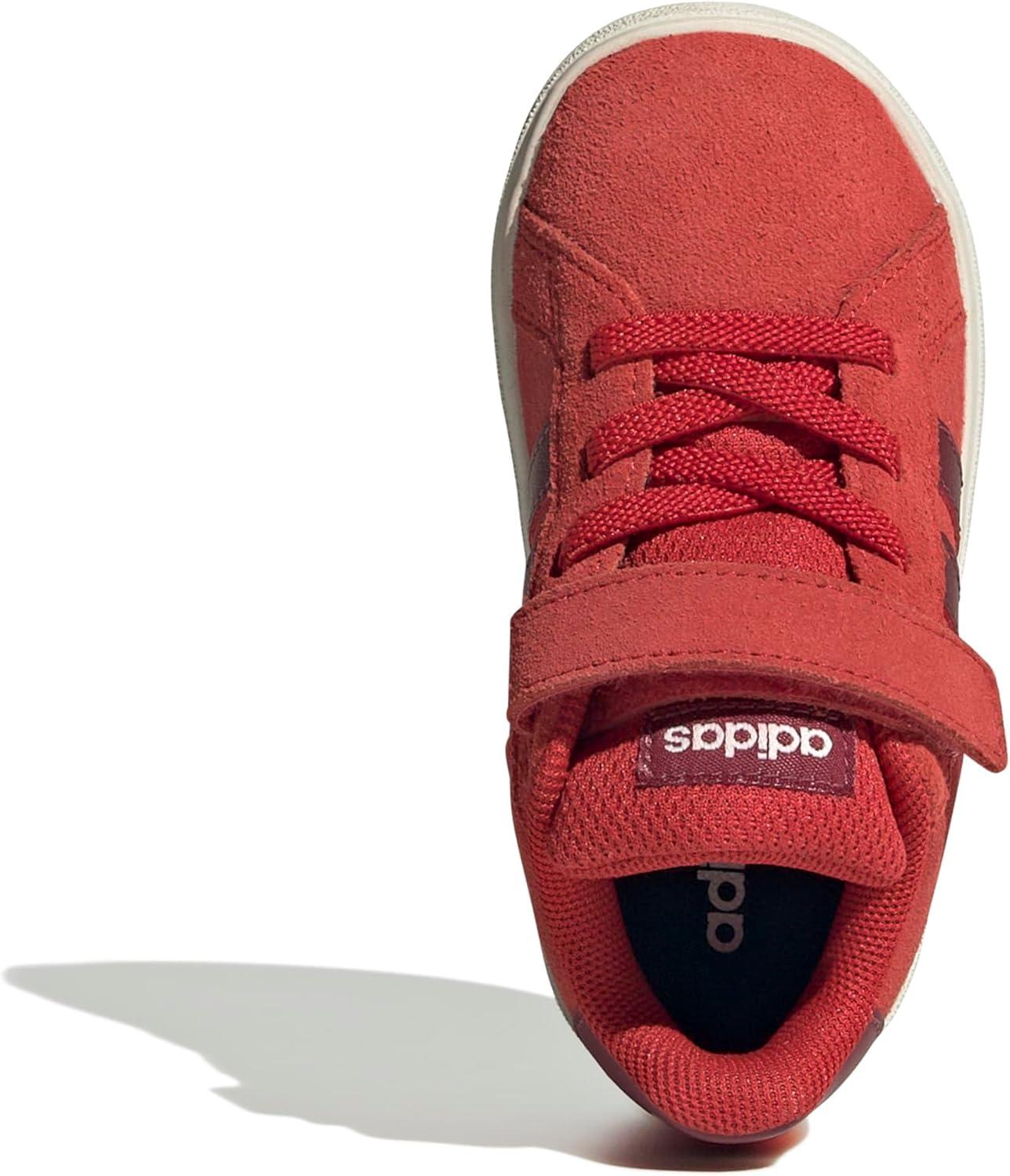 imageadidas BabyBoys Grand Court 20 Elastic Lace ampamp Strap SneakerCollegiate RedCollegiate BurgundyOff White