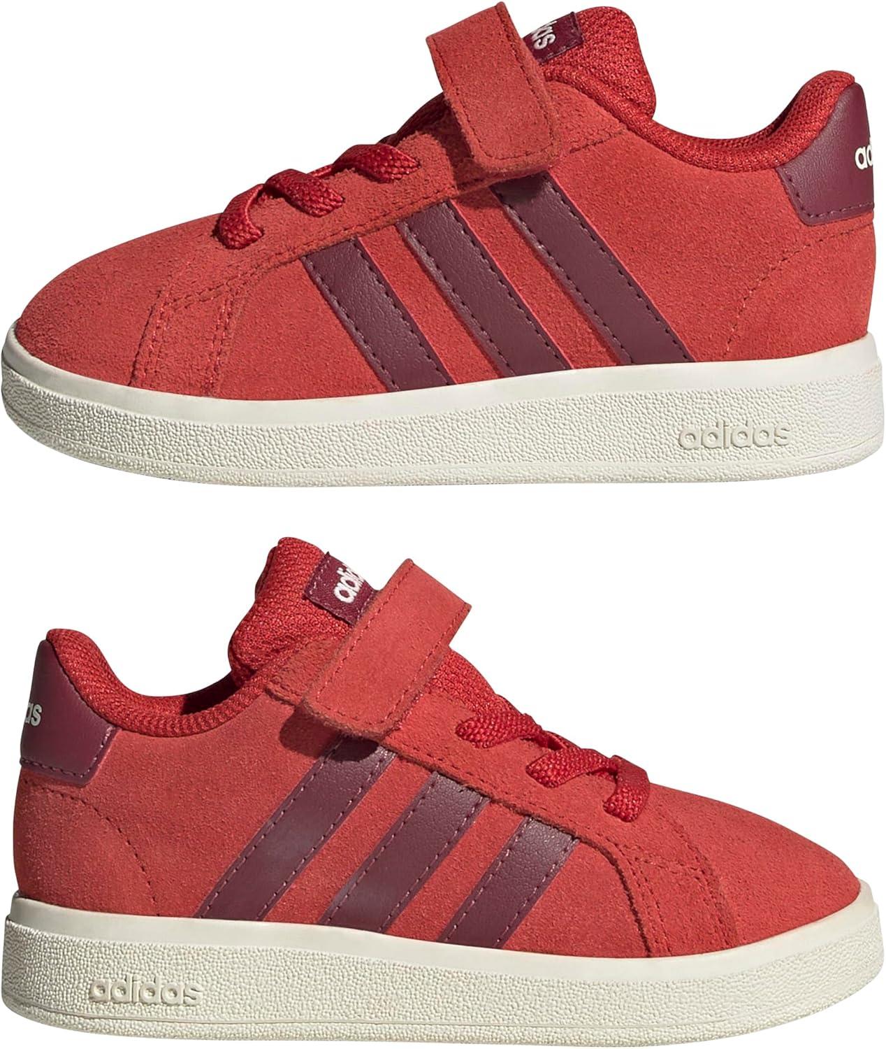 imageadidas BabyBoys Grand Court 20 Elastic Lace ampamp Strap SneakerCollegiate RedCollegiate BurgundyOff White