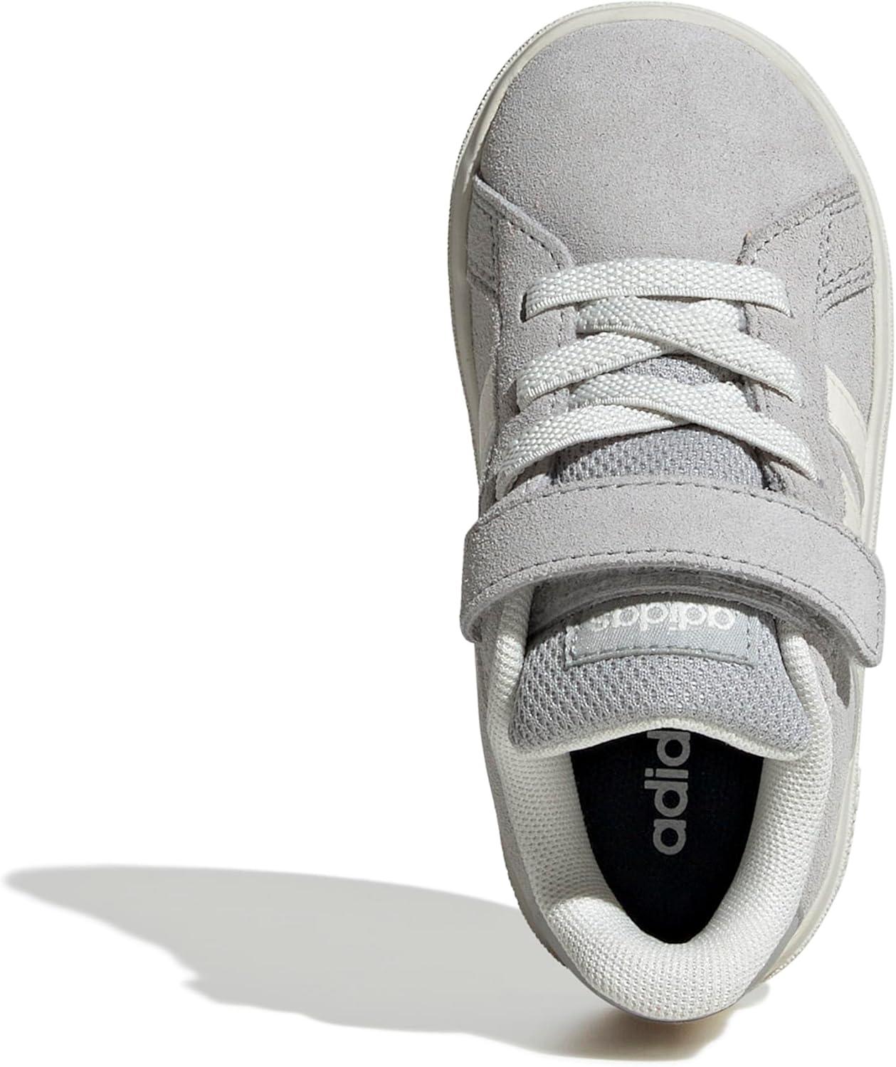imageadidas BabyBoys Grand Court 20 Elastic Lace ampamp Strap SneakerGreyOff WhiteWhite
