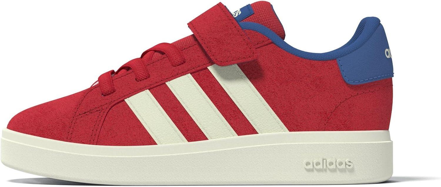 imageadidas BabyBoys Grand Court 20 Elastic Lace ampamp Strap SneakerPure RubyWhiteBright Royal