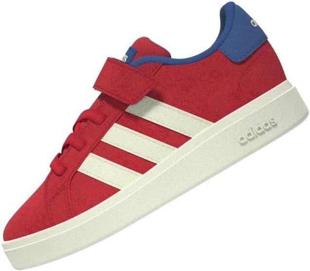 imageadidas BabyBoys Grand Court 20 Elastic Lace ampamp Strap SneakerPure RubyWhiteBright Royal