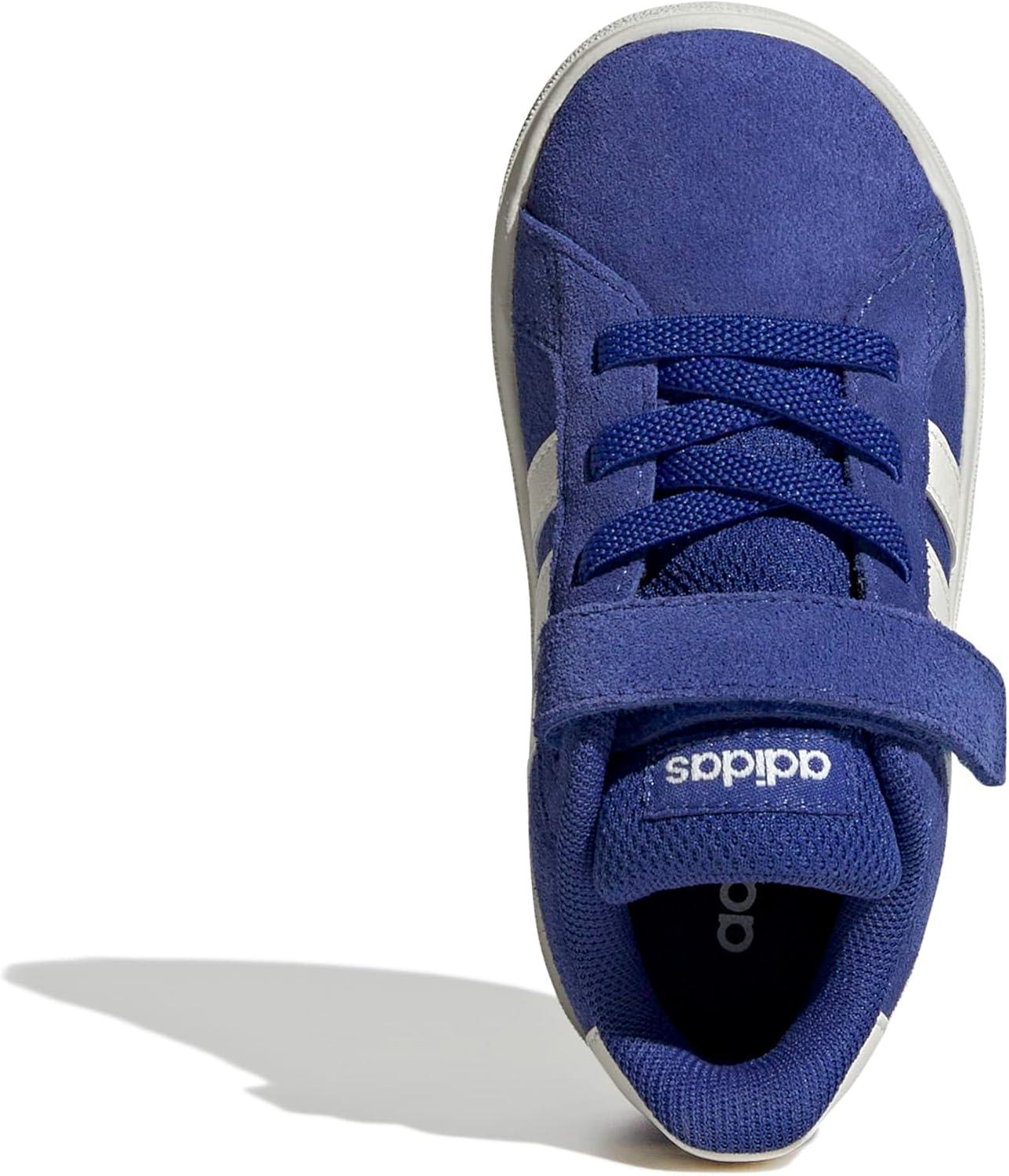 imageadidas BabyBoys Grand Court 20 Elastic Lace ampamp Strap SneakerSemi Lucid BlueOff WhiteBlack