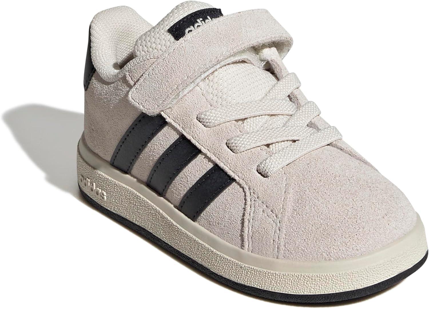 imageadidas BabyBoys Grand Court 20 Elastic Lace ampamp Strap SneakerWonder WhiteBlackWhite