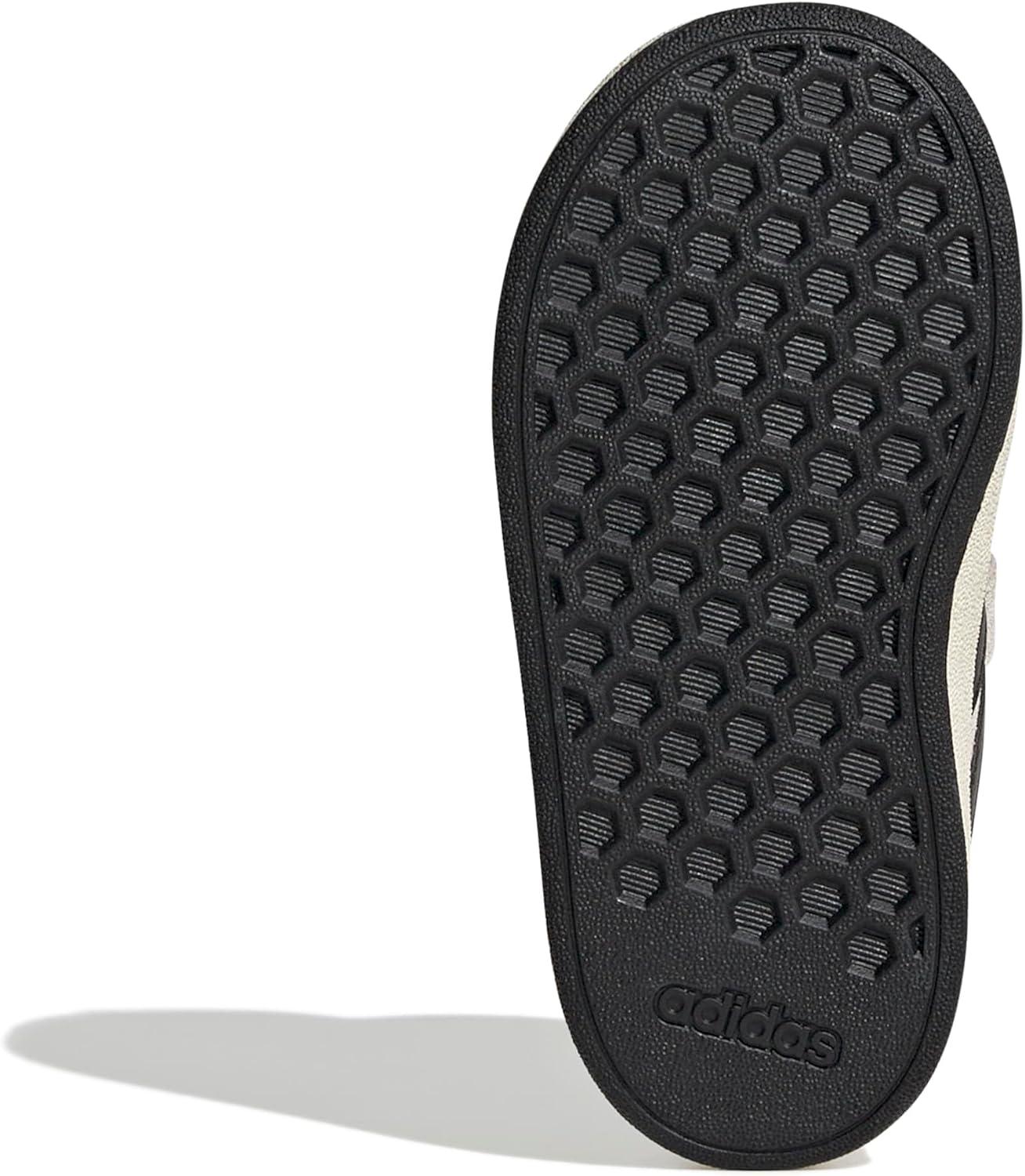 imageadidas BabyBoys Grand Court 20 Elastic Lace ampamp Strap SneakerWonder WhiteBlackWhite