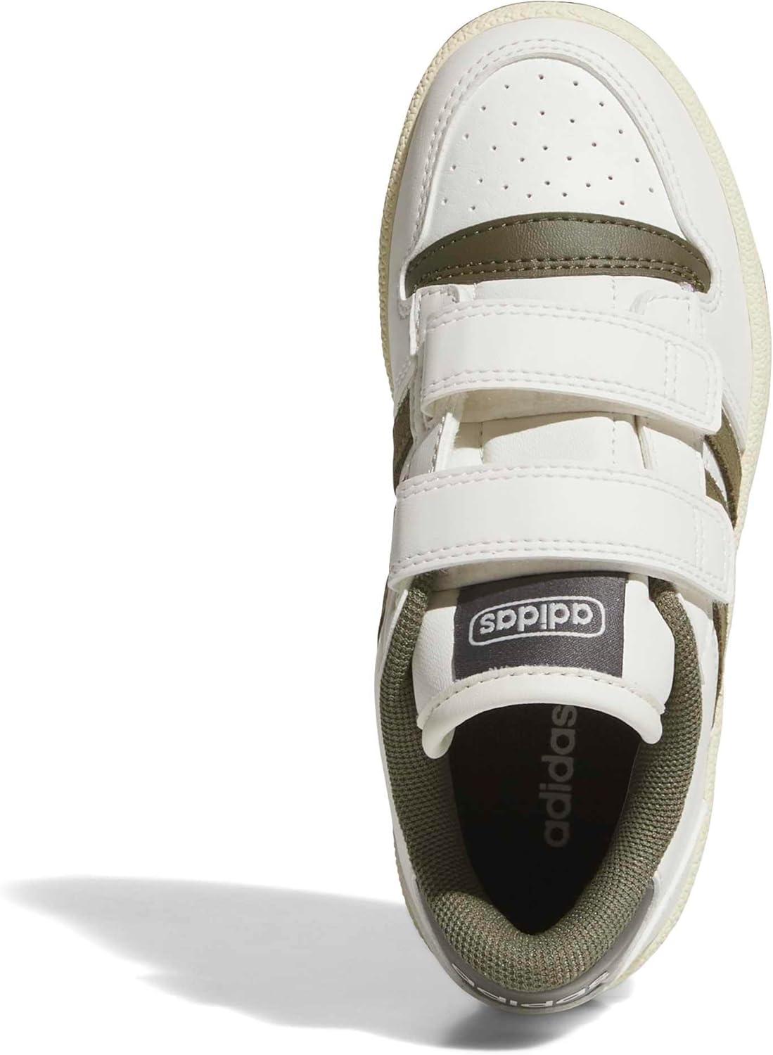 imageadidas Kids Break Start Hook ampamp Loop ShoeWhiteOlive StrataCharcoal