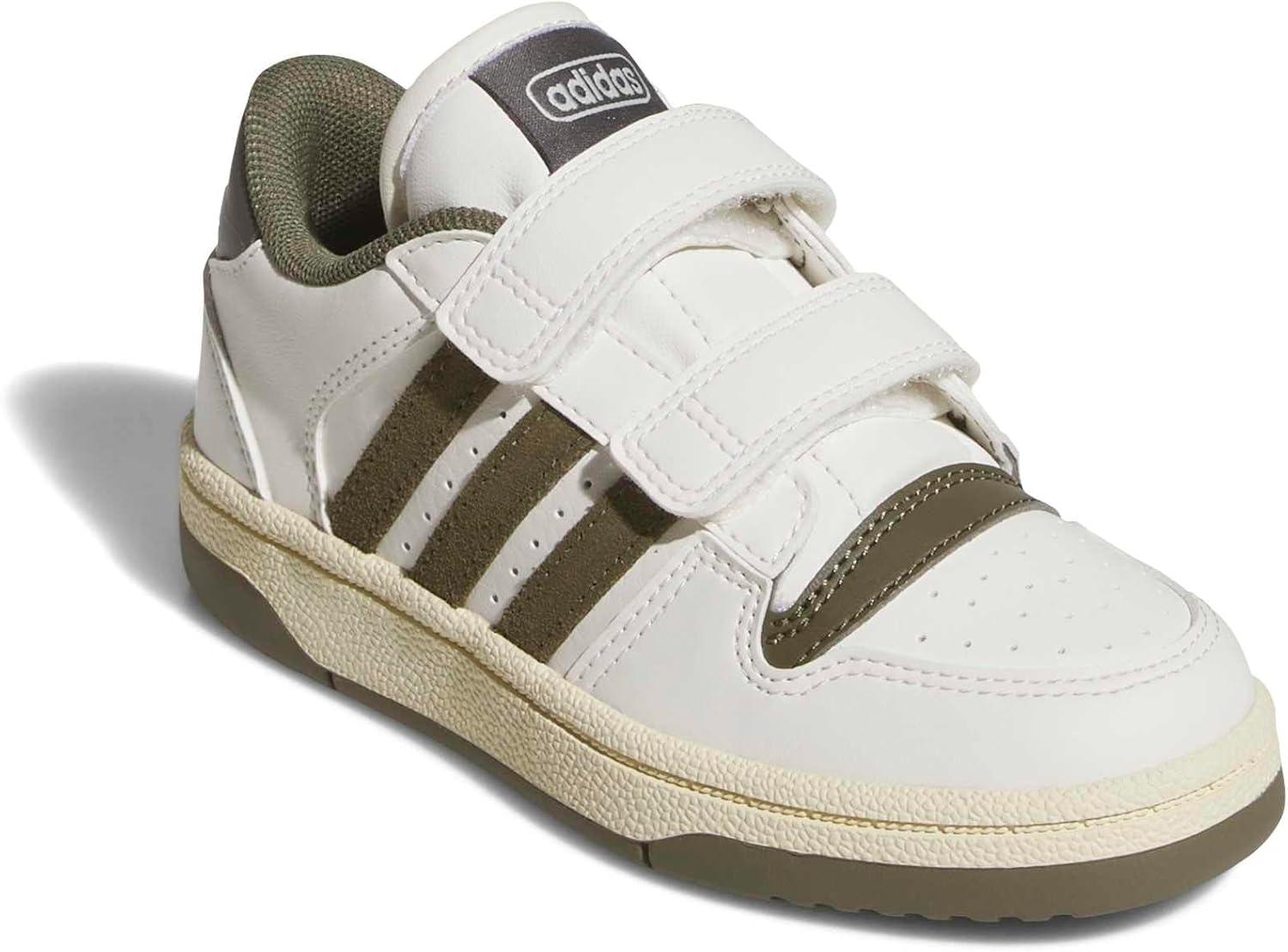 imageadidas Kids Break Start Hook ampamp Loop ShoeWhiteOlive StrataCharcoal