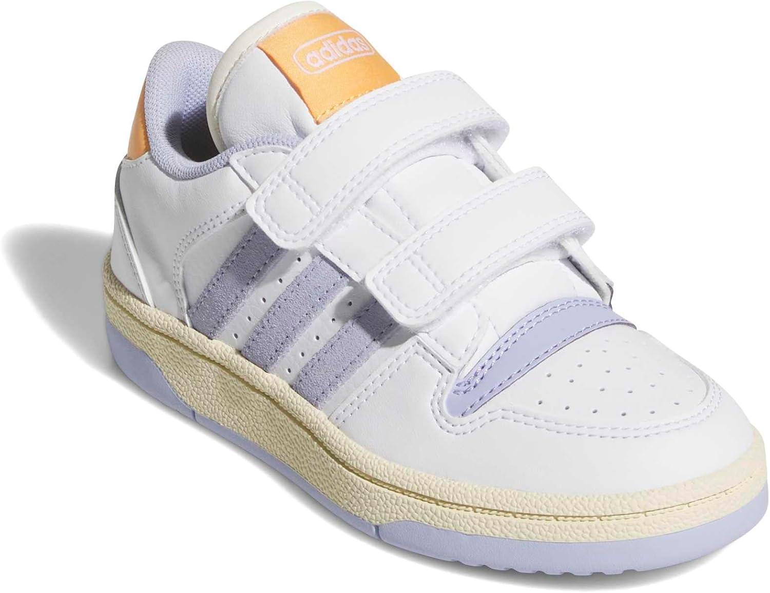 imageadidas Kids Break Start Hook ampamp Loop ShoeWhiteViolet ToneHazy Orange