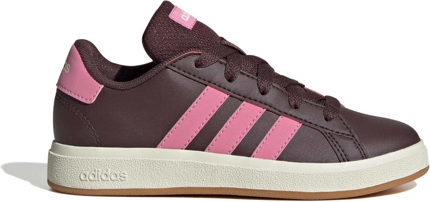 imageadidas Kids Grand Court 20 Elastic Lace ampamp Strap ShoesAurora RubyBliss PinkOff White
