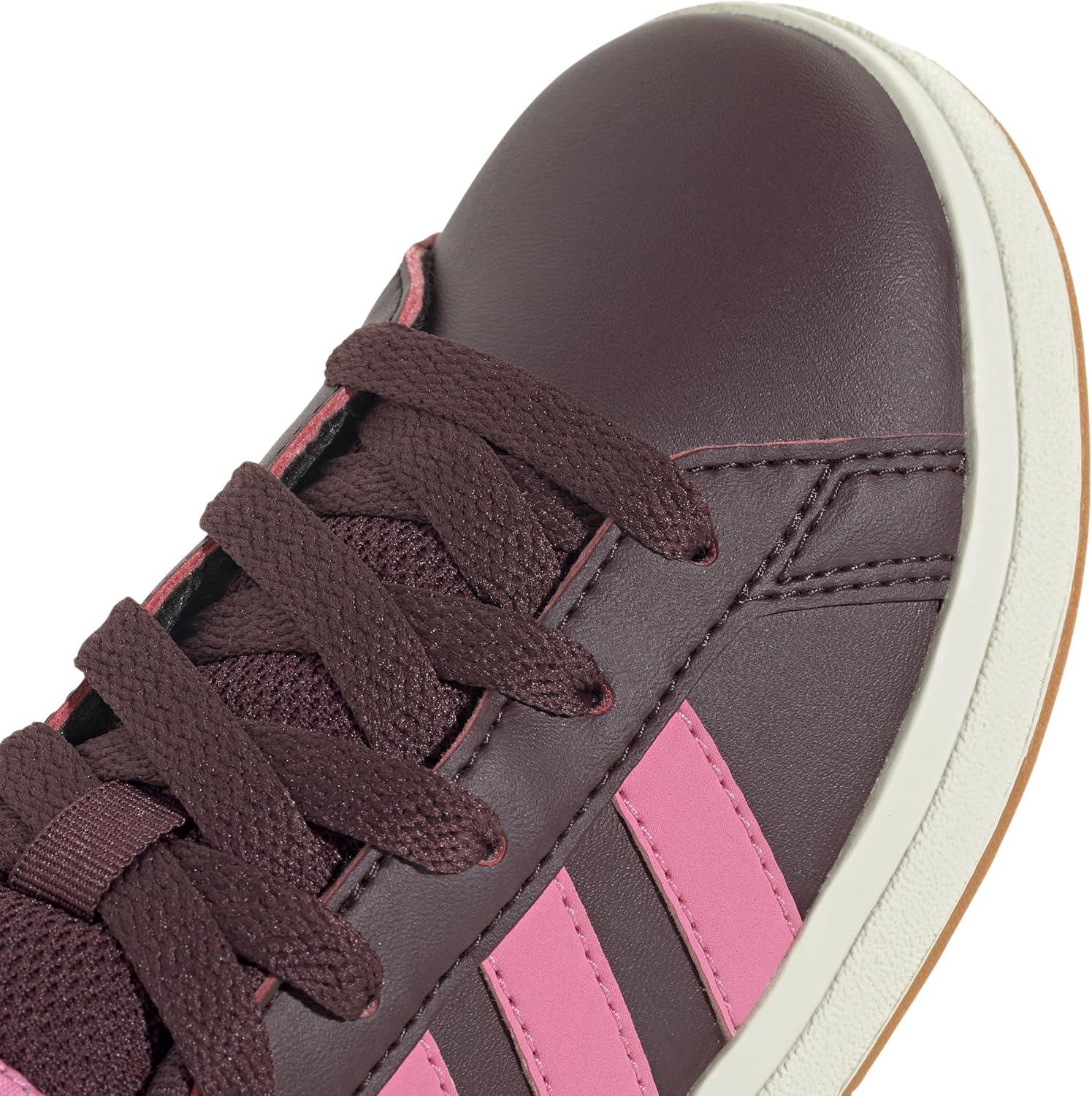 imageadidas Kids Grand Court 20 Elastic Lace ampamp Strap ShoesAurora RubyBliss PinkOff White