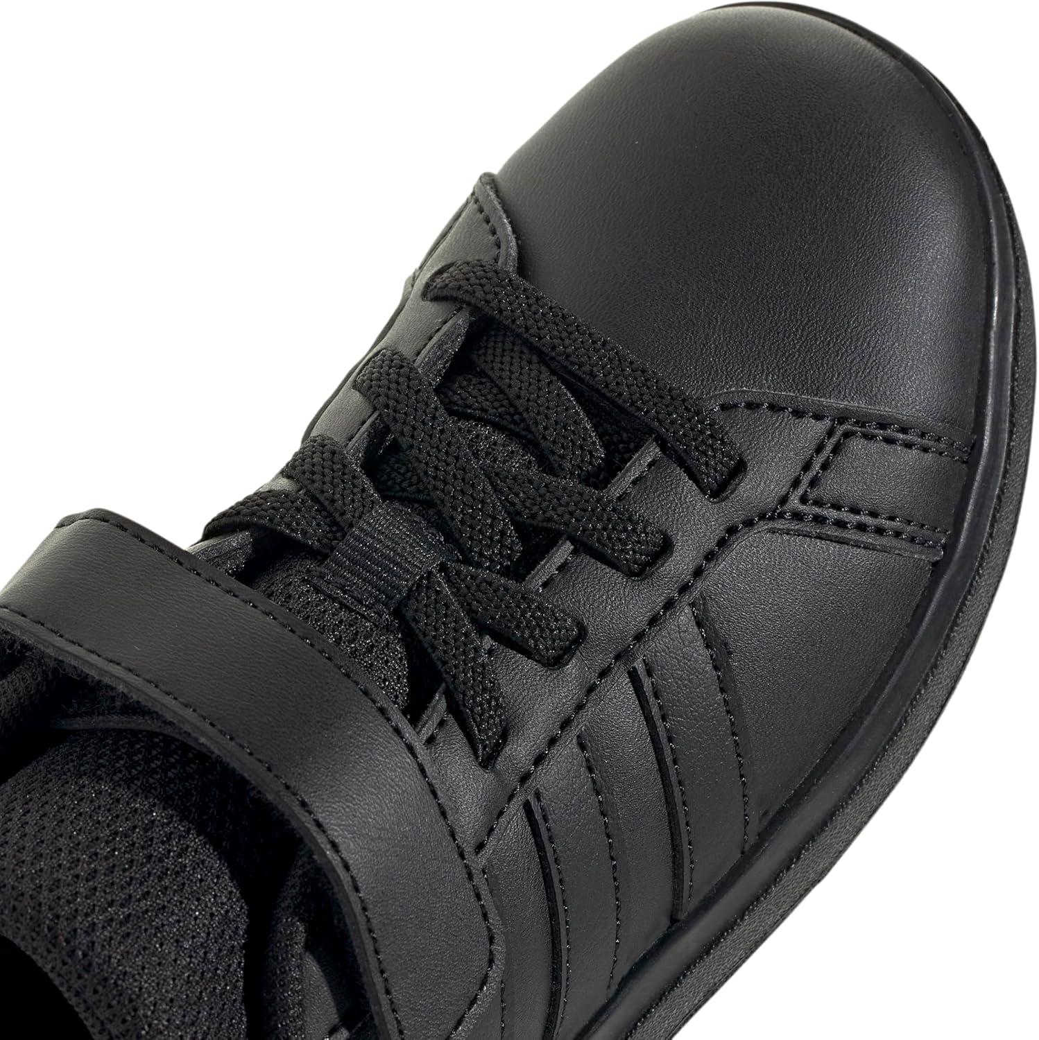 imageadidas Kids Grand Court 20 Elastic Lace ampamp Strap ShoesBlackBlackGrey