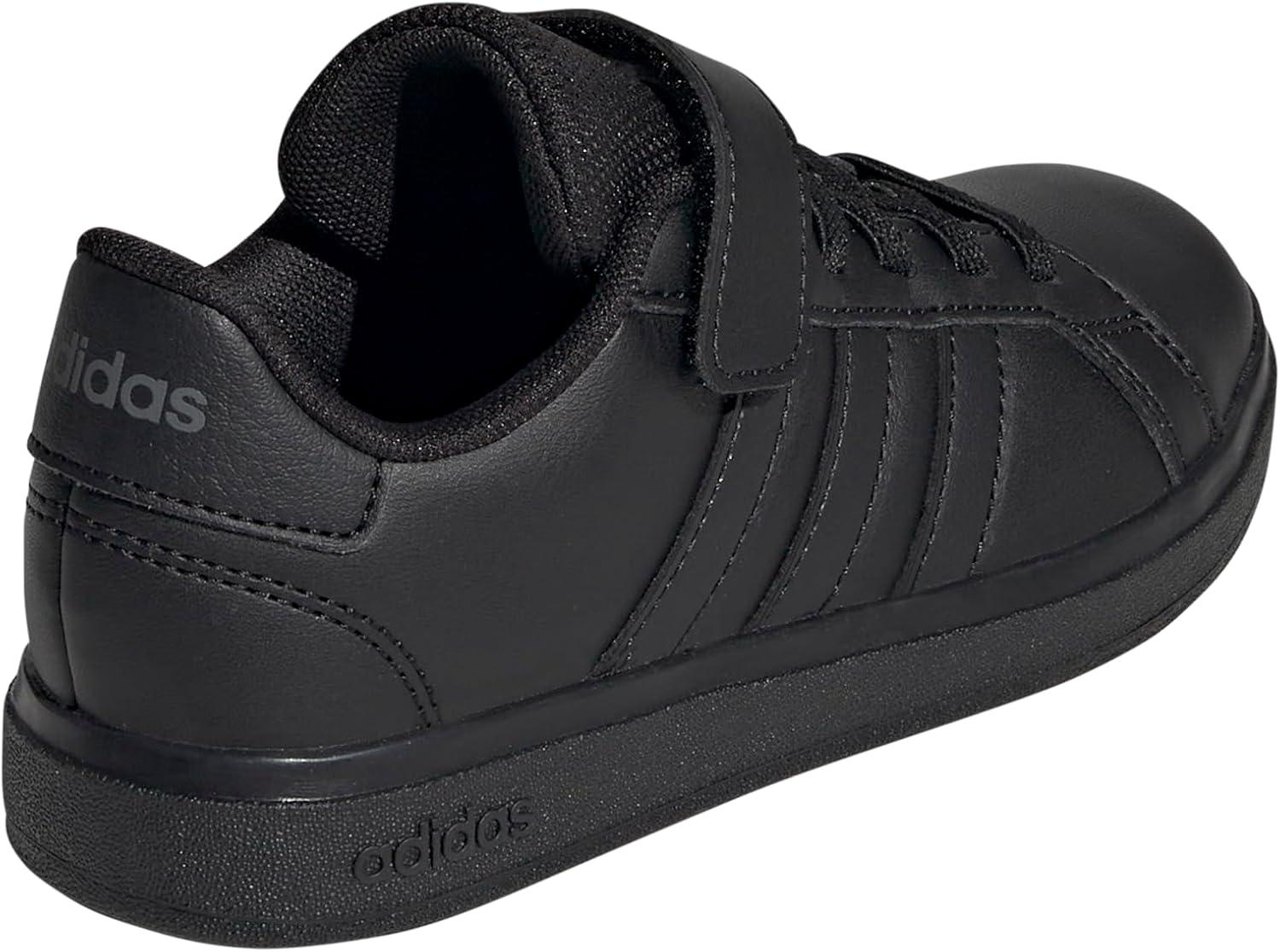 imageadidas Kids Grand Court 20 Elastic Lace ampamp Strap ShoesBlackBlackGrey