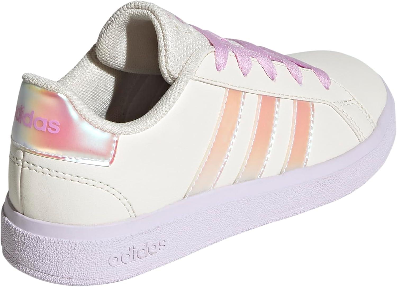 imageadidas Kids Grand Court 20 Elastic Lace ampamp Strap ShoesChalk WhiteChalk WhiteBliss Lilac
