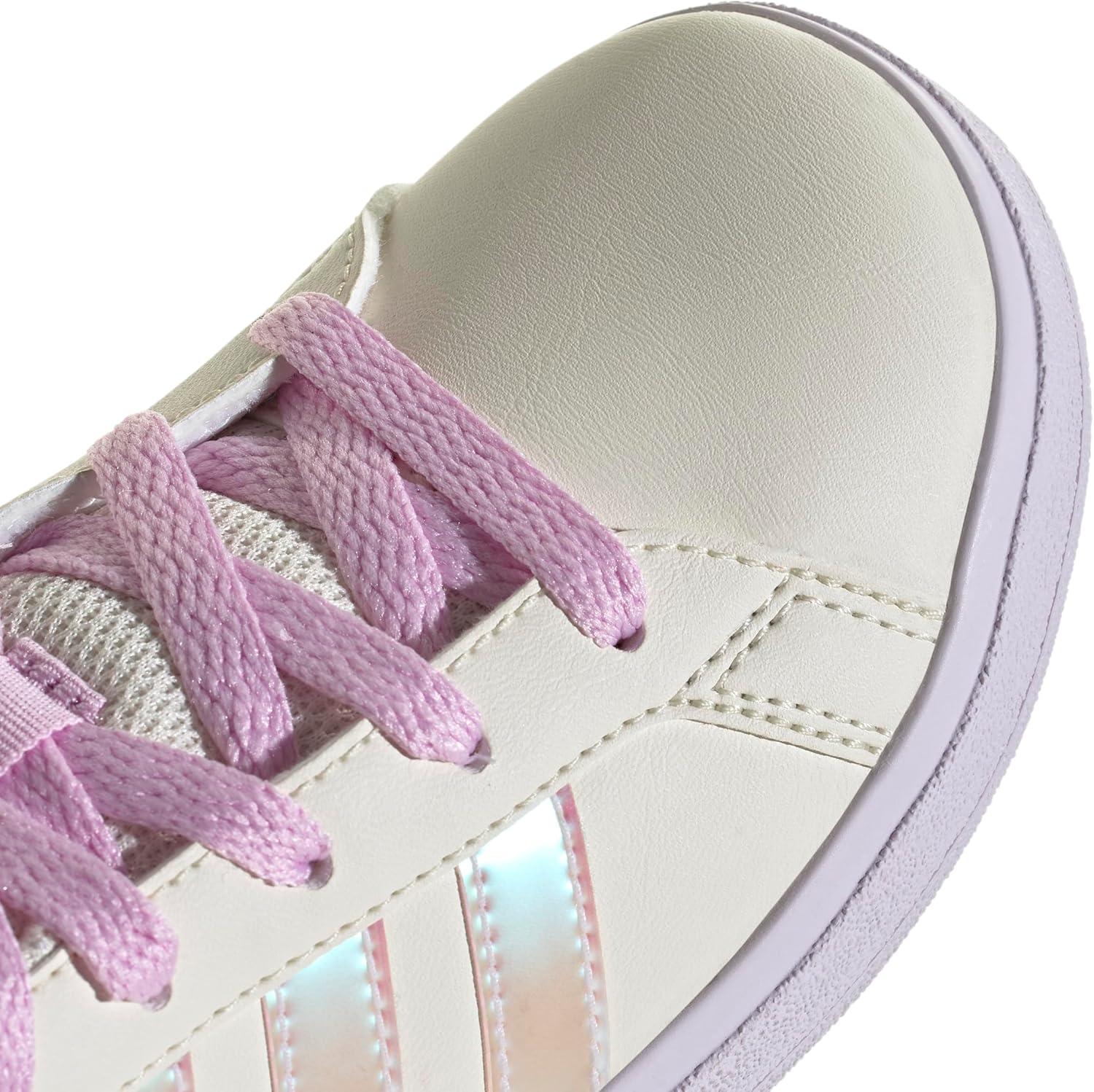 imageadidas Kids Grand Court 20 Elastic Lace ampamp Strap ShoesChalk WhiteChalk WhiteBliss Lilac