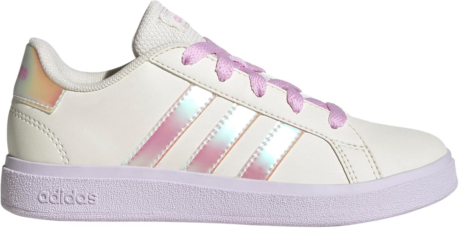 imageadidas Kids Grand Court 20 Elastic Lace ampamp Strap ShoesChalk WhiteChalk WhiteBliss Lilac