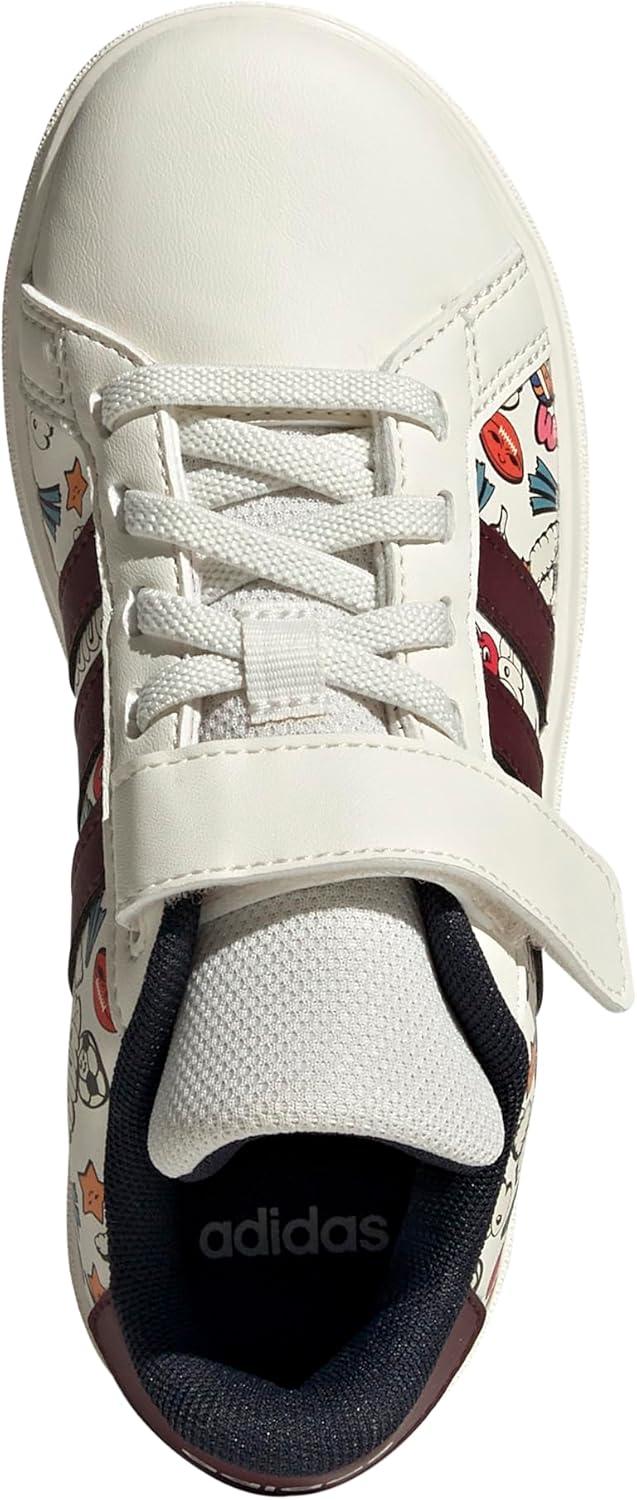 imageadidas Kids Grand Court 20 Elastic Lace ampamp Strap ShoesCloud WhiteAurora RubyInk