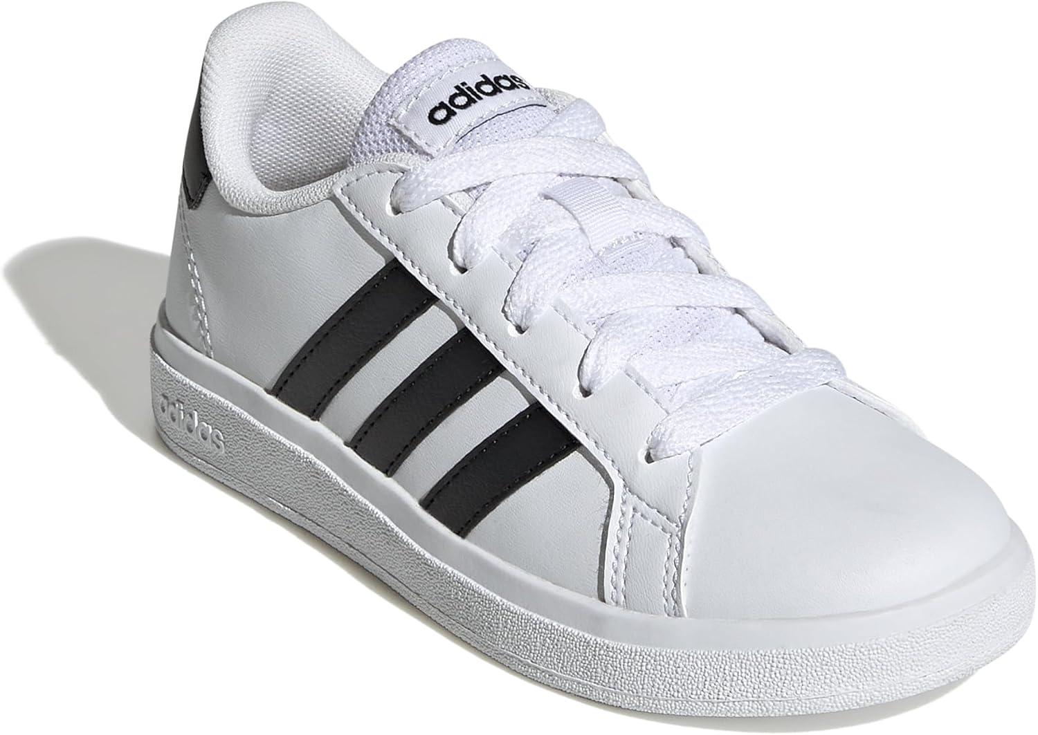 imageadidas Kids Grand Court 20 Elastic Lace ampamp Strap ShoesCloud WhiteCore BlackCore Black
