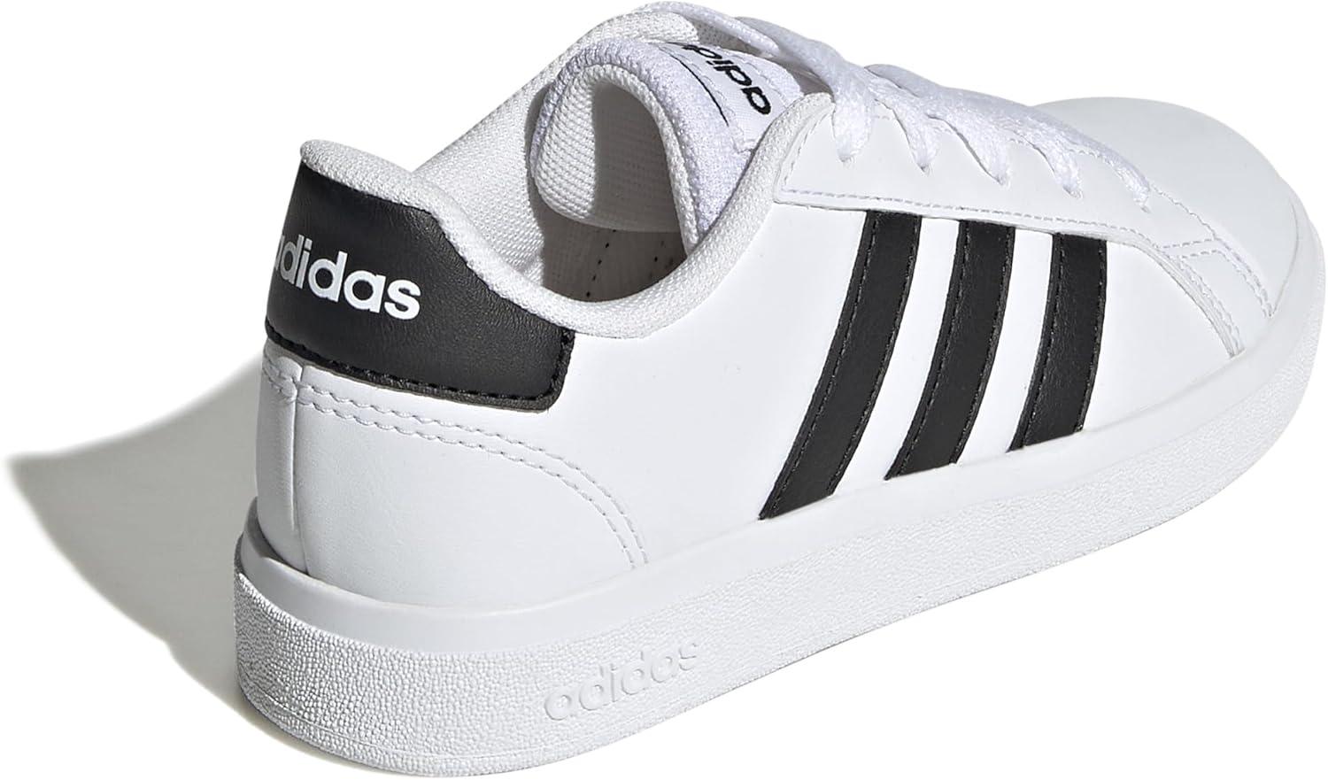 imageadidas Kids Grand Court 20 Elastic Lace ampamp Strap ShoesCloud WhiteCore BlackCore Black