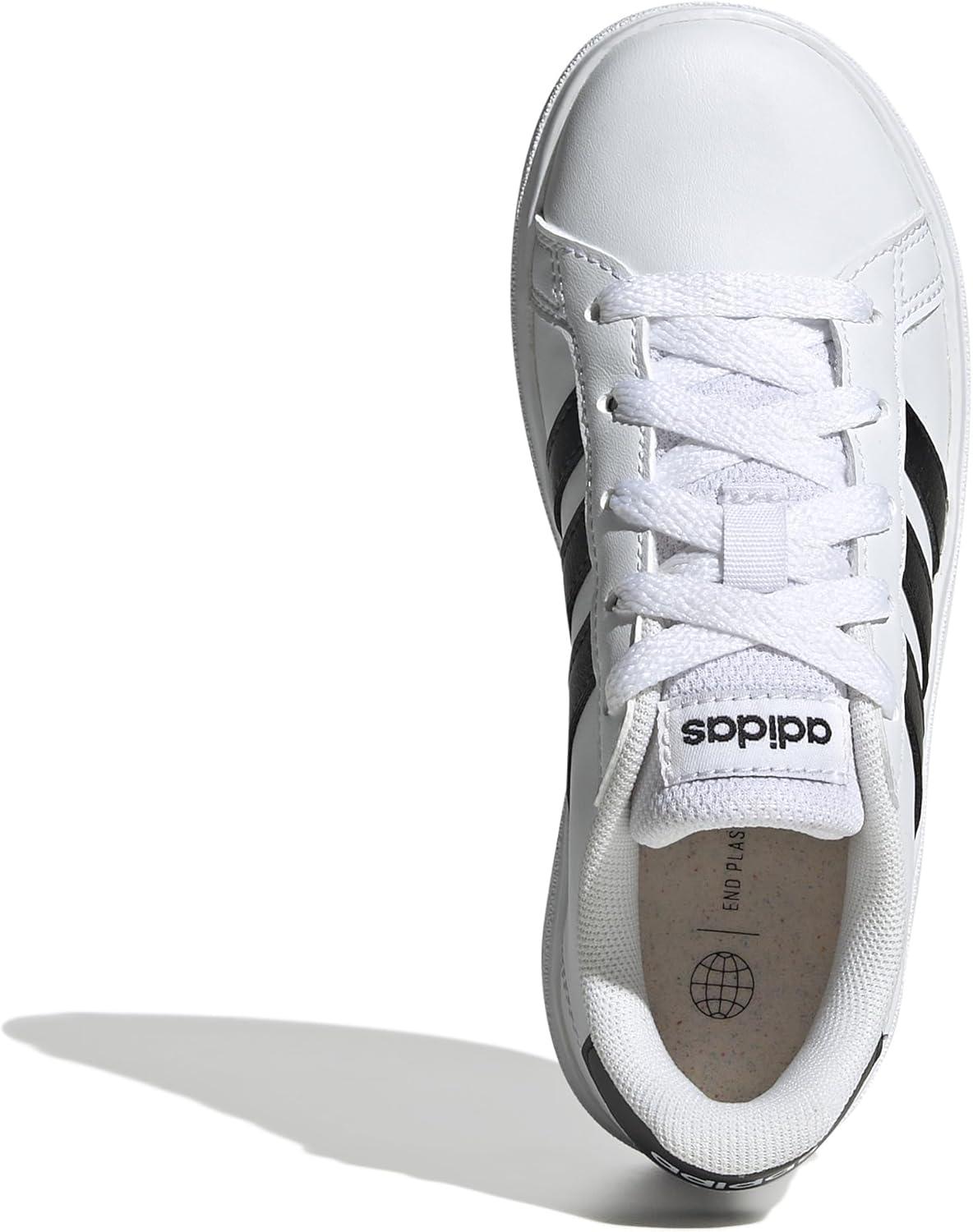 imageadidas Kids Grand Court 20 Elastic Lace ampamp Strap ShoesCloud WhiteCore BlackCore Black