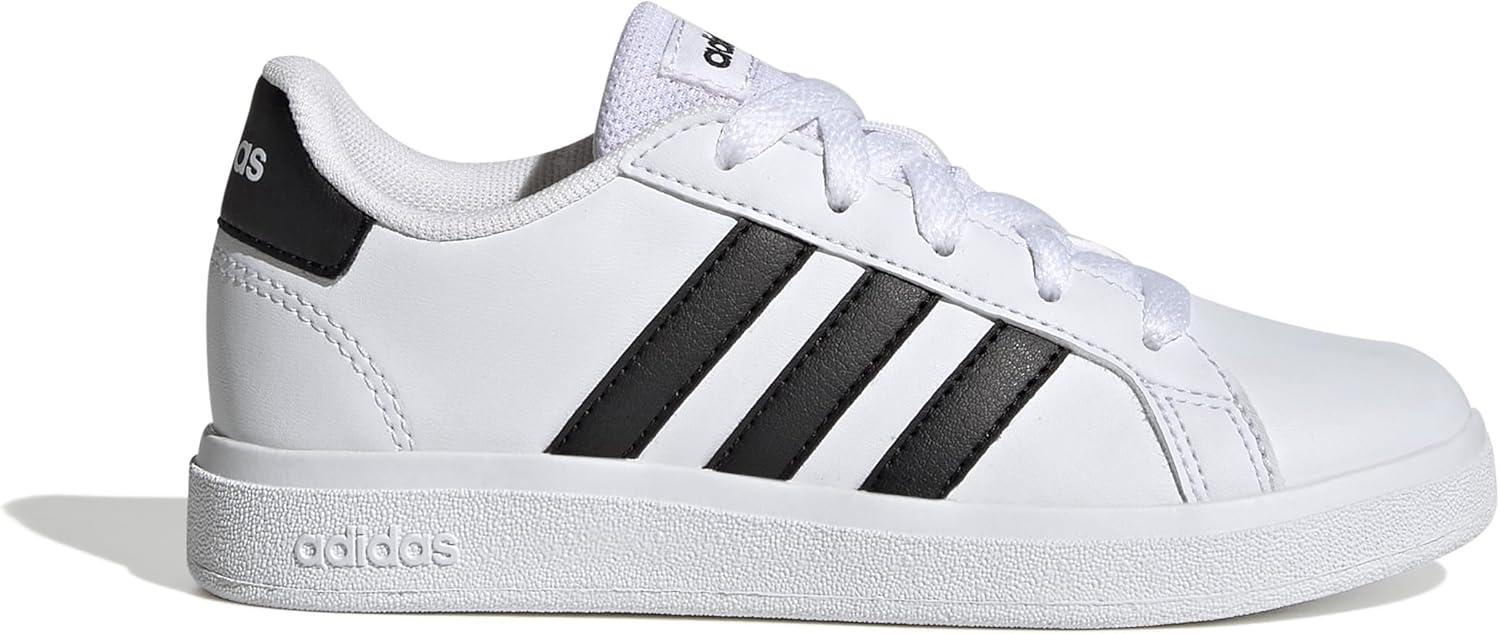 imageadidas Kids Grand Court 20 Elastic Lace ampamp Strap ShoesCloud WhiteCore BlackCore Black