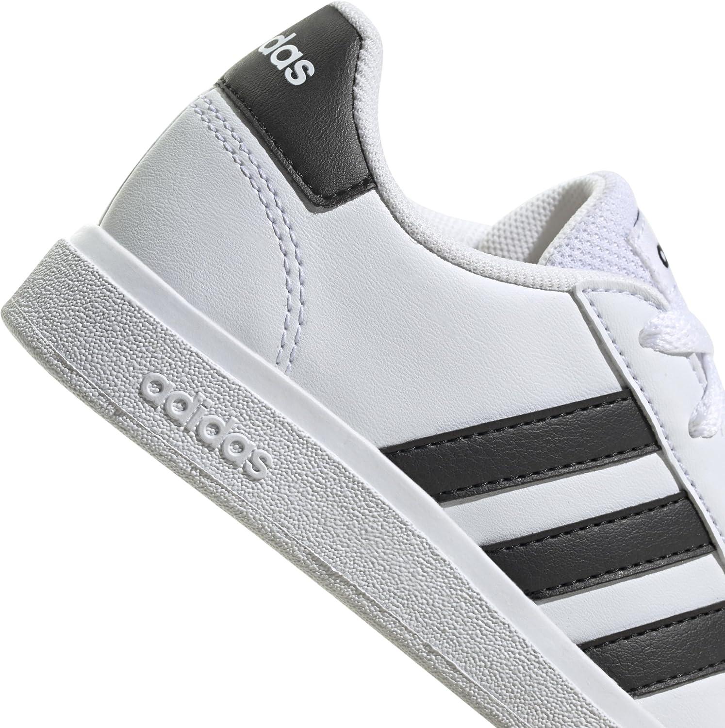 imageadidas Kids Grand Court 20 Elastic Lace ampamp Strap ShoesCloud WhiteCore BlackCore Black