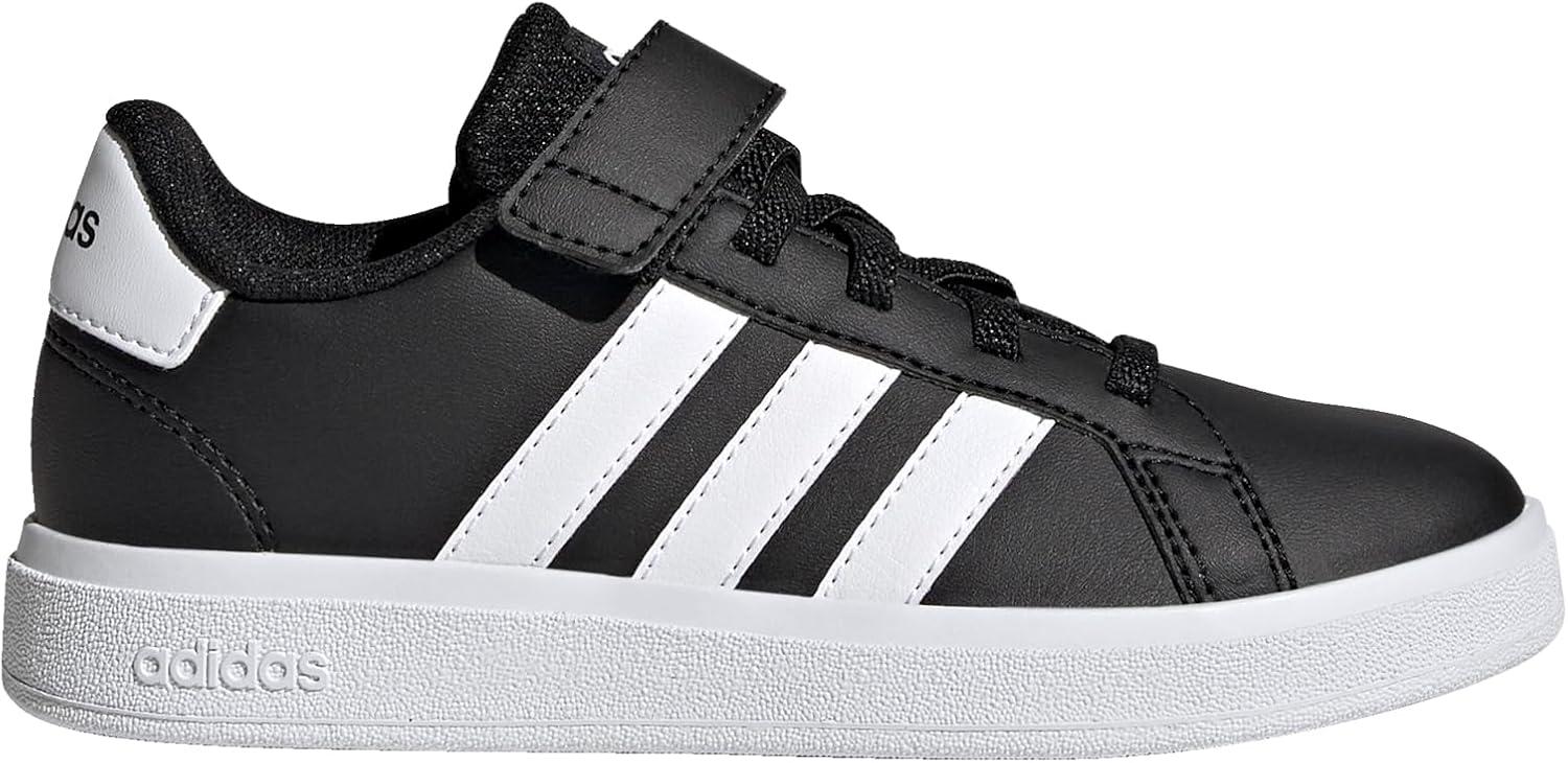 imageadidas Kids Grand Court 20 Elastic Lace ampamp Strap ShoesCore BlackFtwr WhiteCore Black Elastic