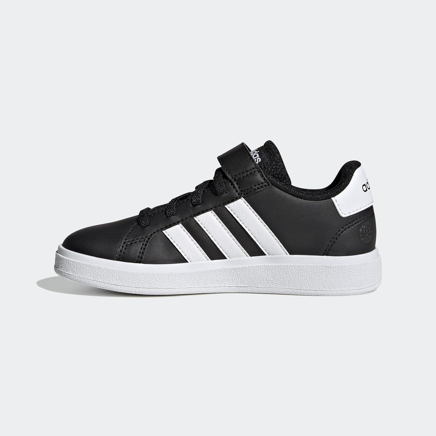 imageadidas Kids Grand Court 20 Elastic Lace ampamp Strap ShoesCore BlackFtwr WhiteCore Black Elastic