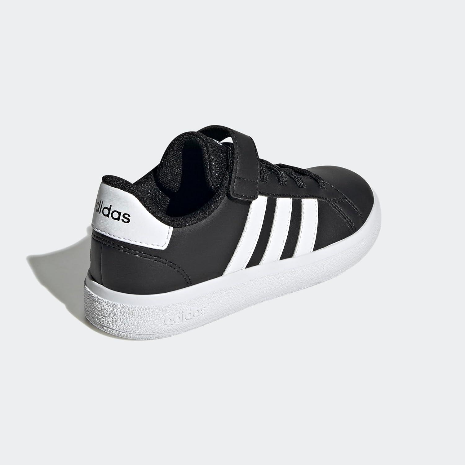 imageadidas Kids Grand Court 20 Elastic Lace ampamp Strap ShoesCore BlackFtwr WhiteCore Black Elastic