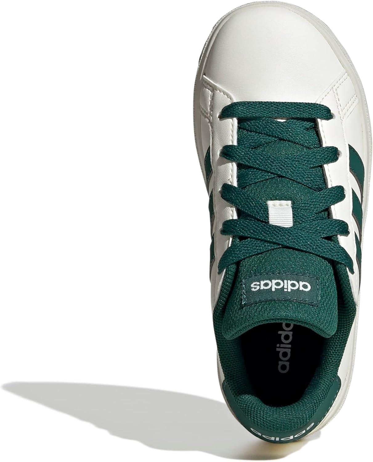 imageadidas Kids Grand Court 20 Elastic Lace ampamp Strap ShoesOff WhiteCollegiate GreenBlack