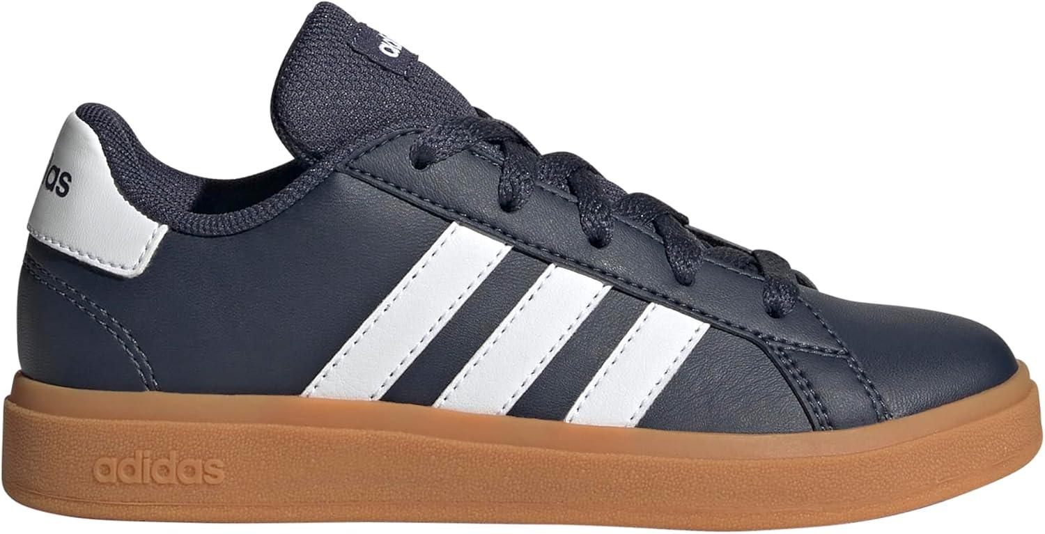 imageadidas Kids Grand Court 20 Elastic Lace ampamp Strap ShoesShadow NavyWhiteGum