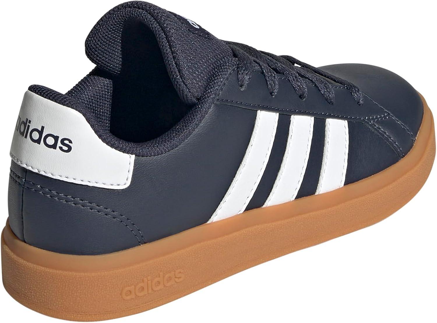 imageadidas Kids Grand Court 20 Elastic Lace ampamp Strap ShoesShadow NavyWhiteGum