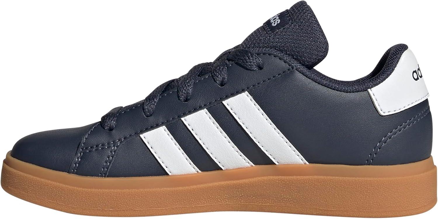 imageadidas Kids Grand Court 20 Elastic Lace ampamp Strap ShoesShadow NavyWhiteGum