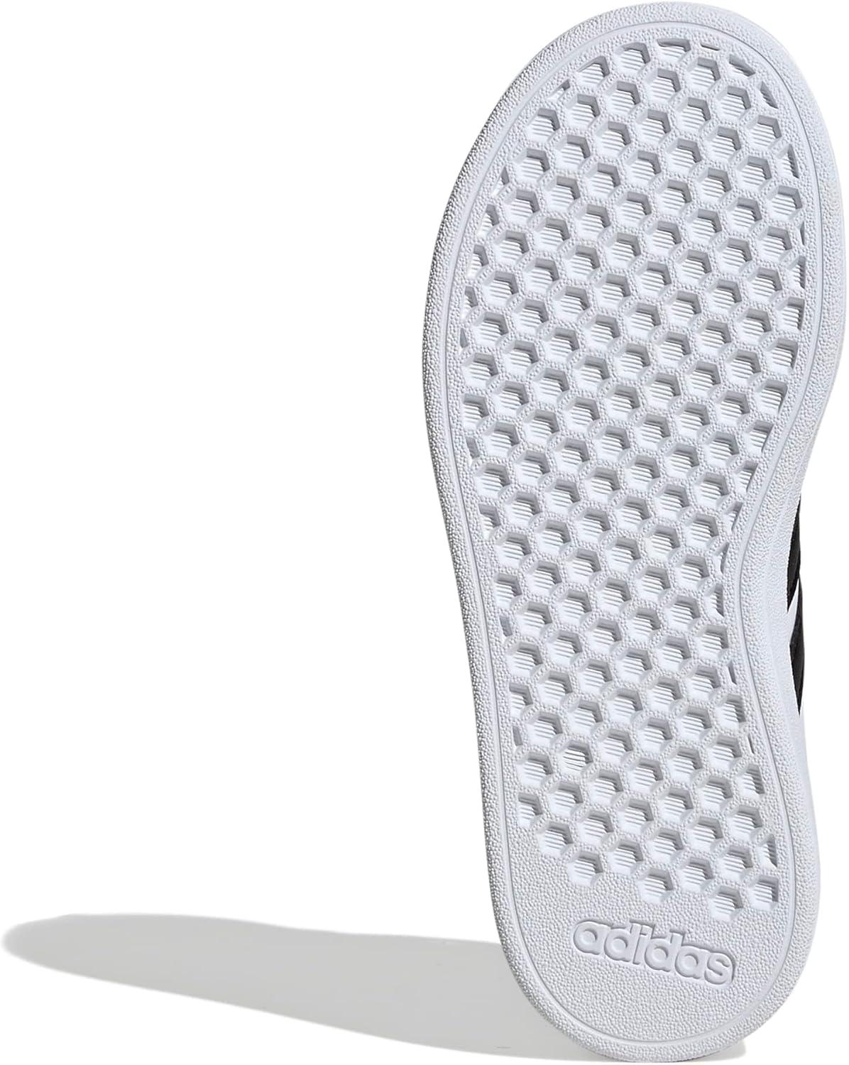 imageadidas Kids Grand Court 20 Elastic Lace ampamp Strap ShoesWhiteBlackWhite