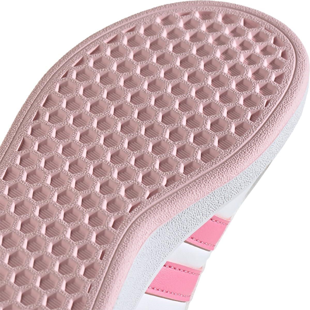 imageadidas Kids Grand Court 20 Elastic Lace ampamp Strap ShoesWhiteBliss PinkClear Pink