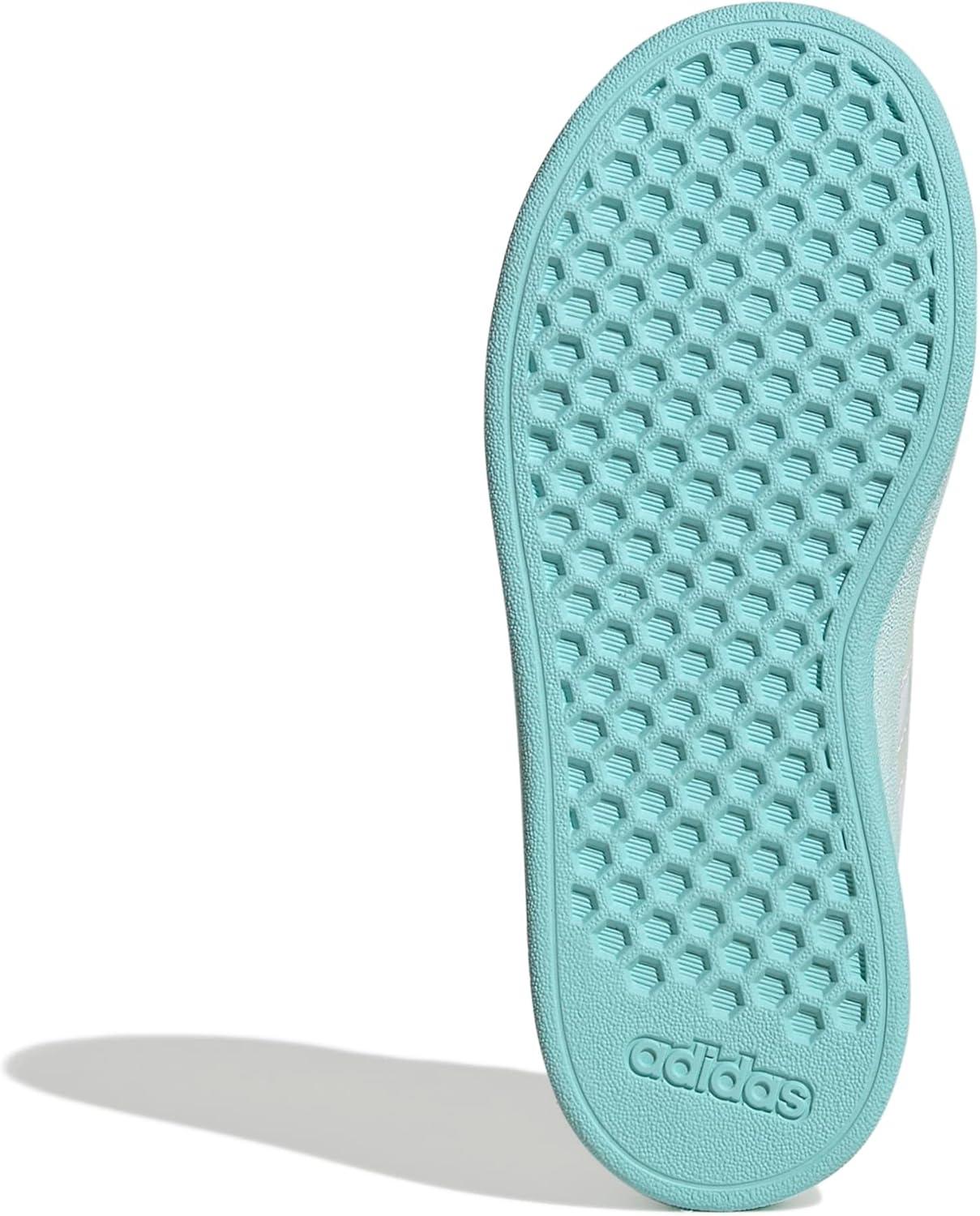 imageadidas Kids Grand Court 20 Elastic Lace ampamp Strap ShoesWhiteFlash AquaHalo Mint