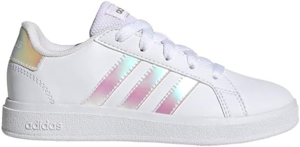 imageadidas Kids Grand Court 20 Elastic Lace ampamp Strap ShoesWhiteIridescentWhite