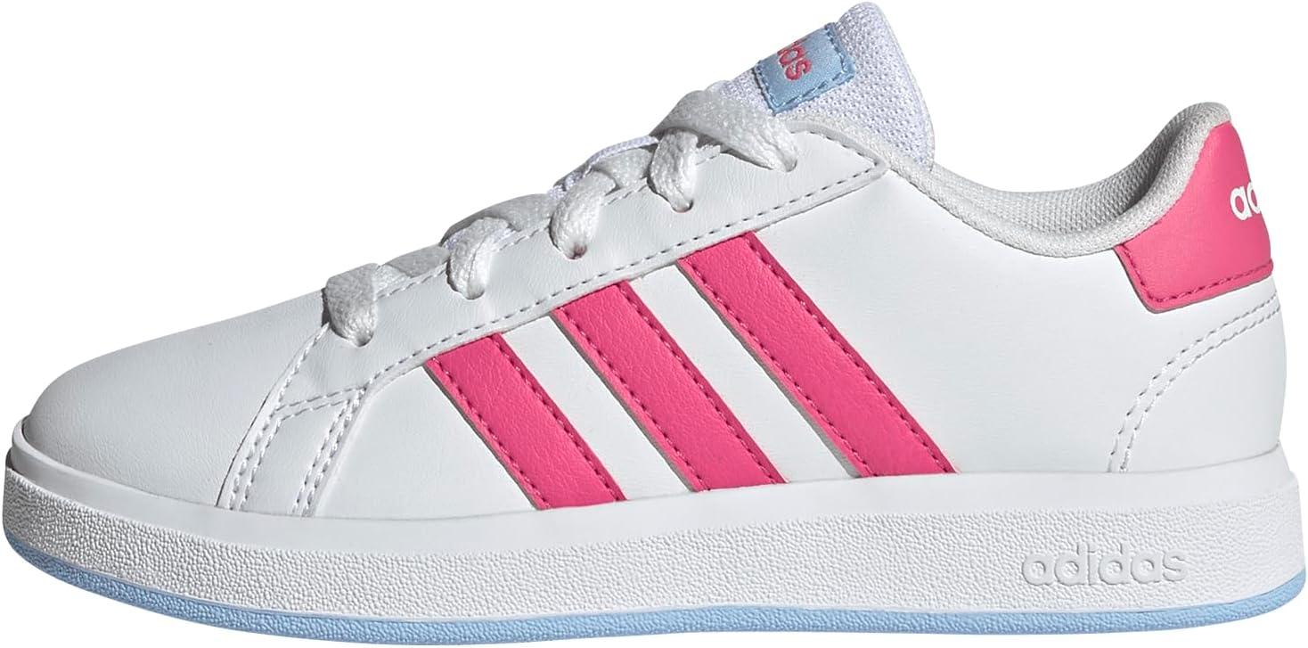 imageadidas Kids Grand Court 20 Elastic Lace ampamp Strap ShoesWhitePulse MagentaBlue