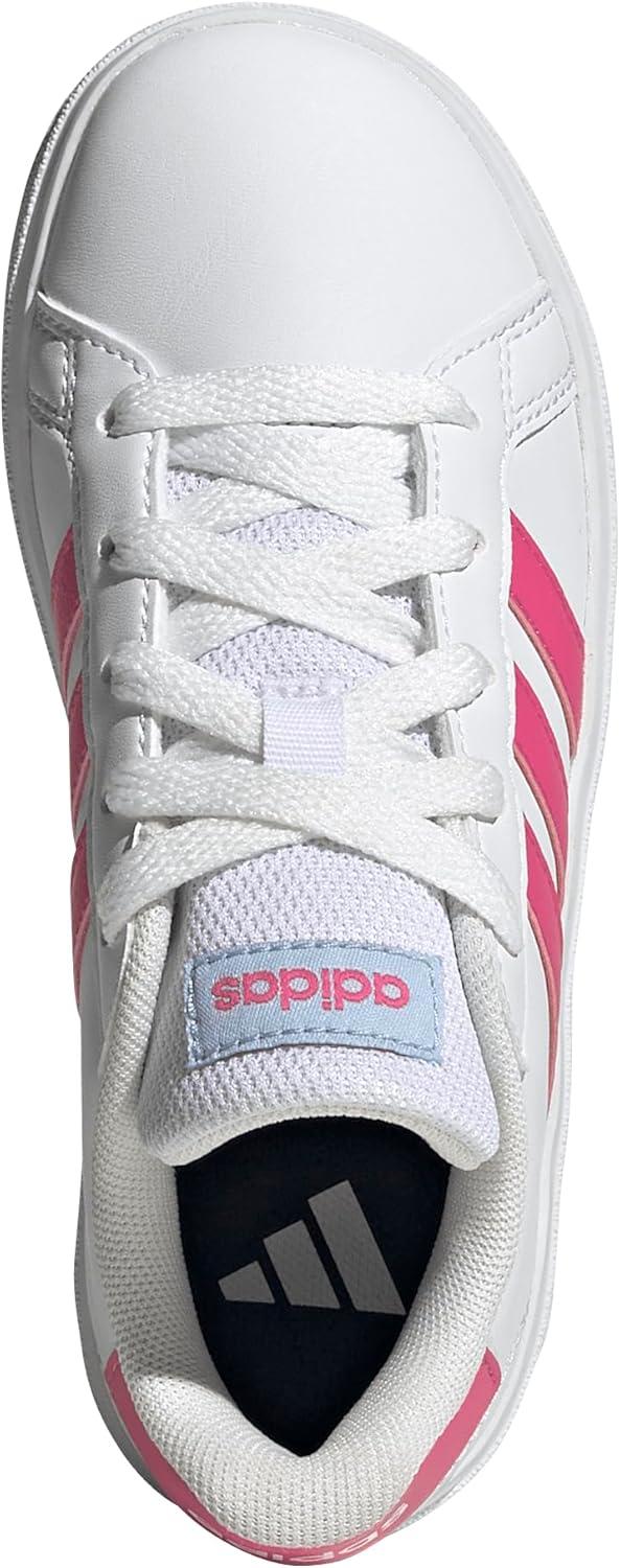 imageadidas Kids Grand Court 20 Elastic Lace ampamp Strap ShoesWhitePulse MagentaBlue