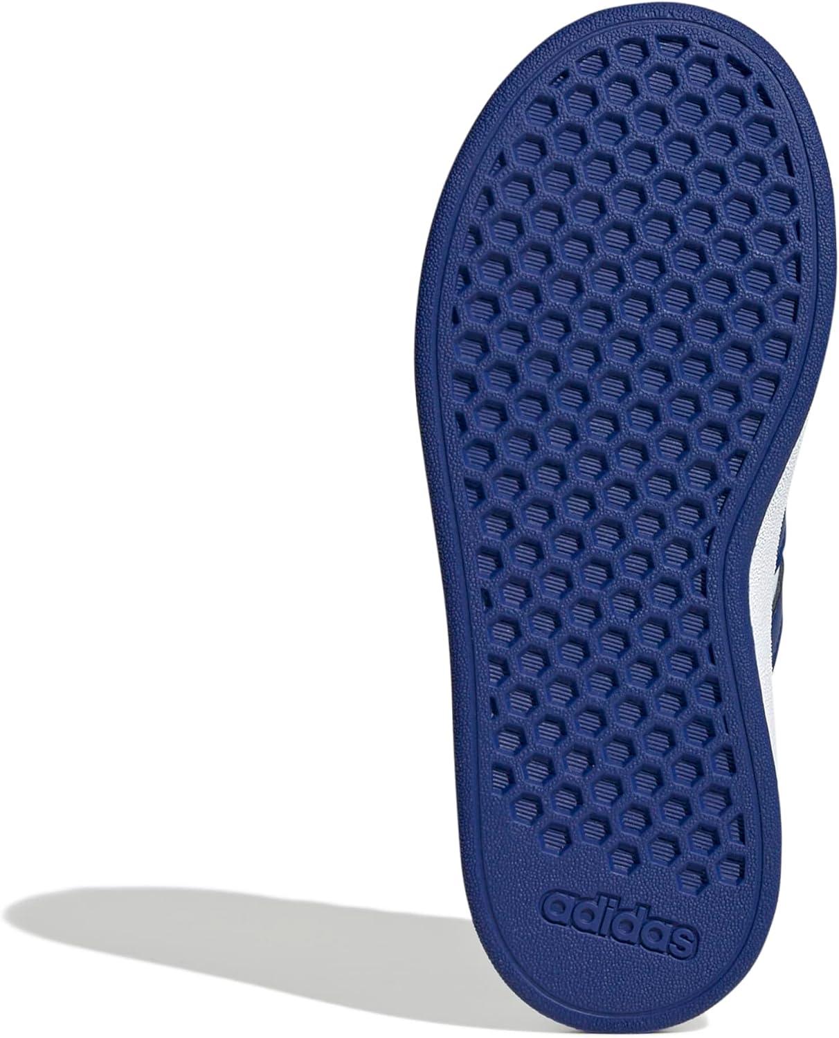 imageadidas Kids Grand Court 20 Elastic Lace ampamp Strap ShoesWhiteTeam Royal BlueBlack