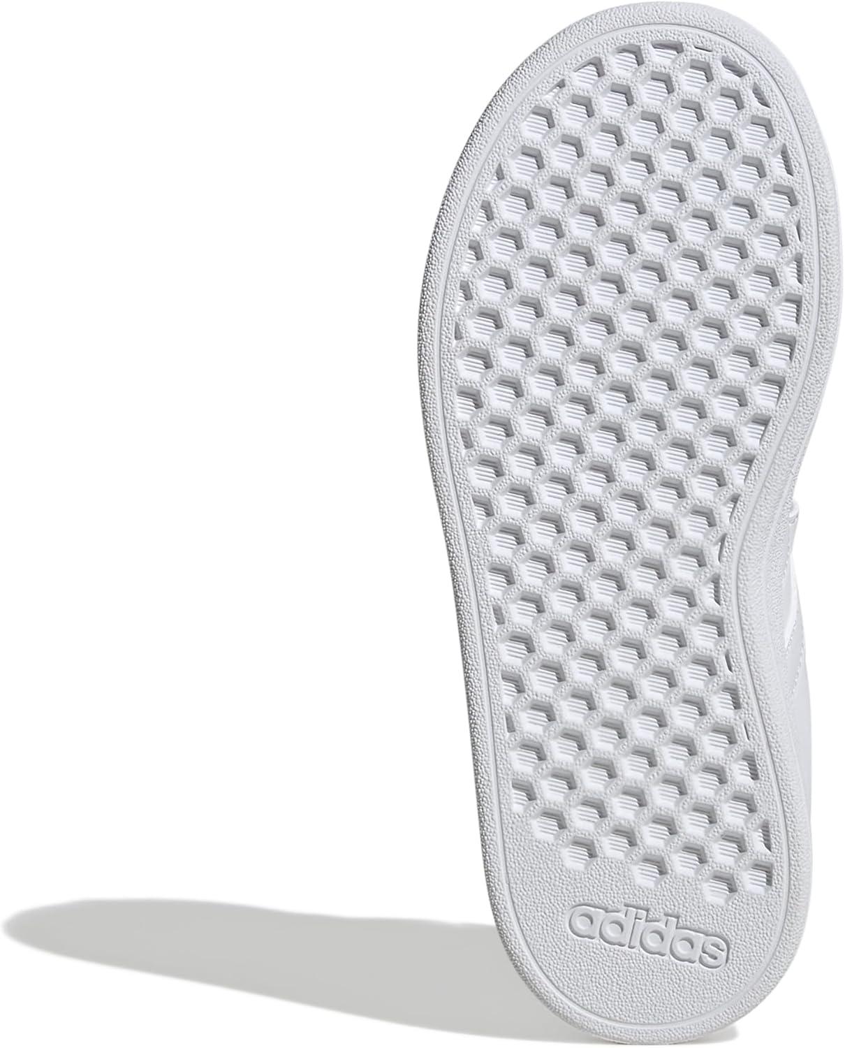 imageadidas Kids Grand Court 20 Elastic Lace ampamp Strap ShoesWhiteWhiteGrey
